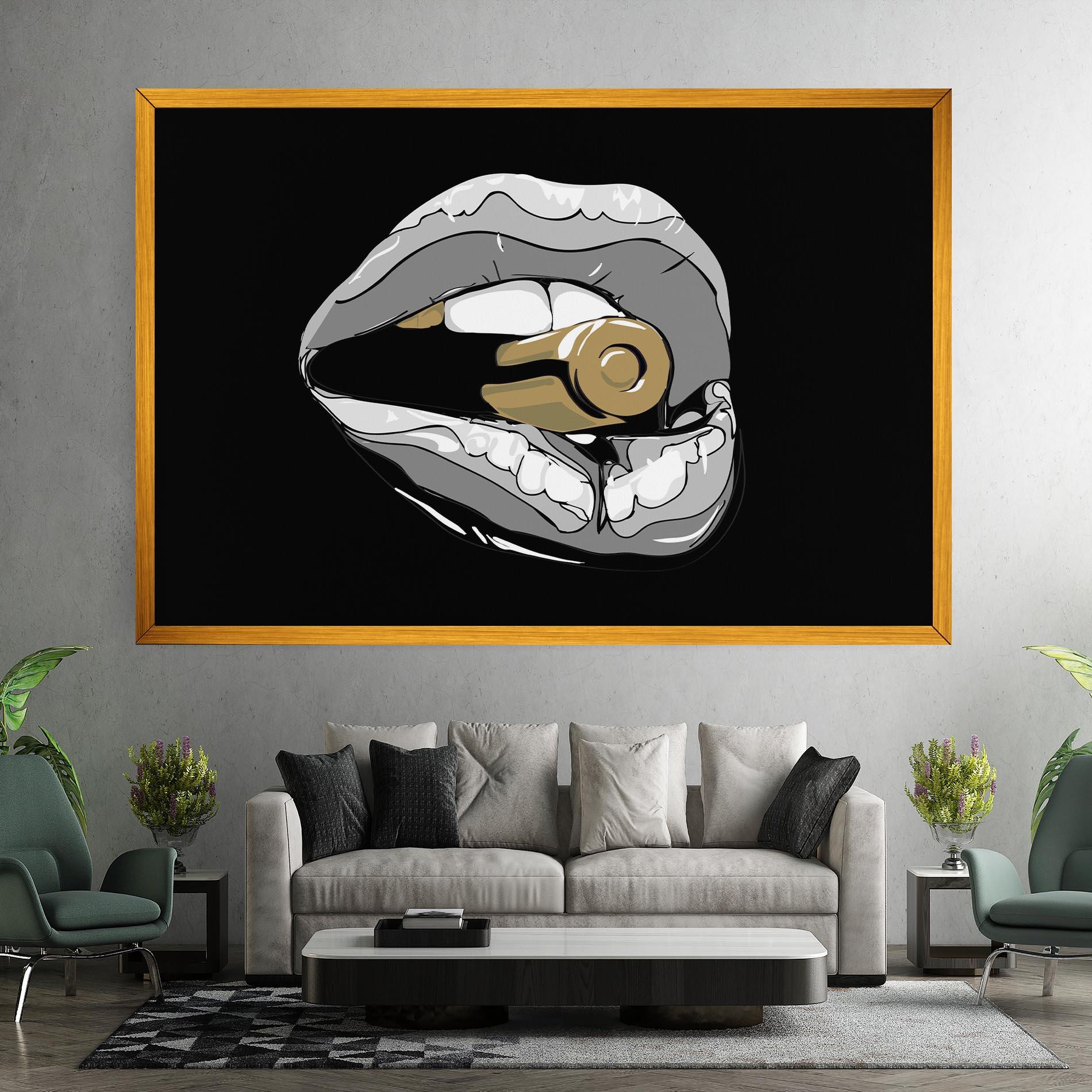 Картина на платно Grey Bullet Lips mockup 7