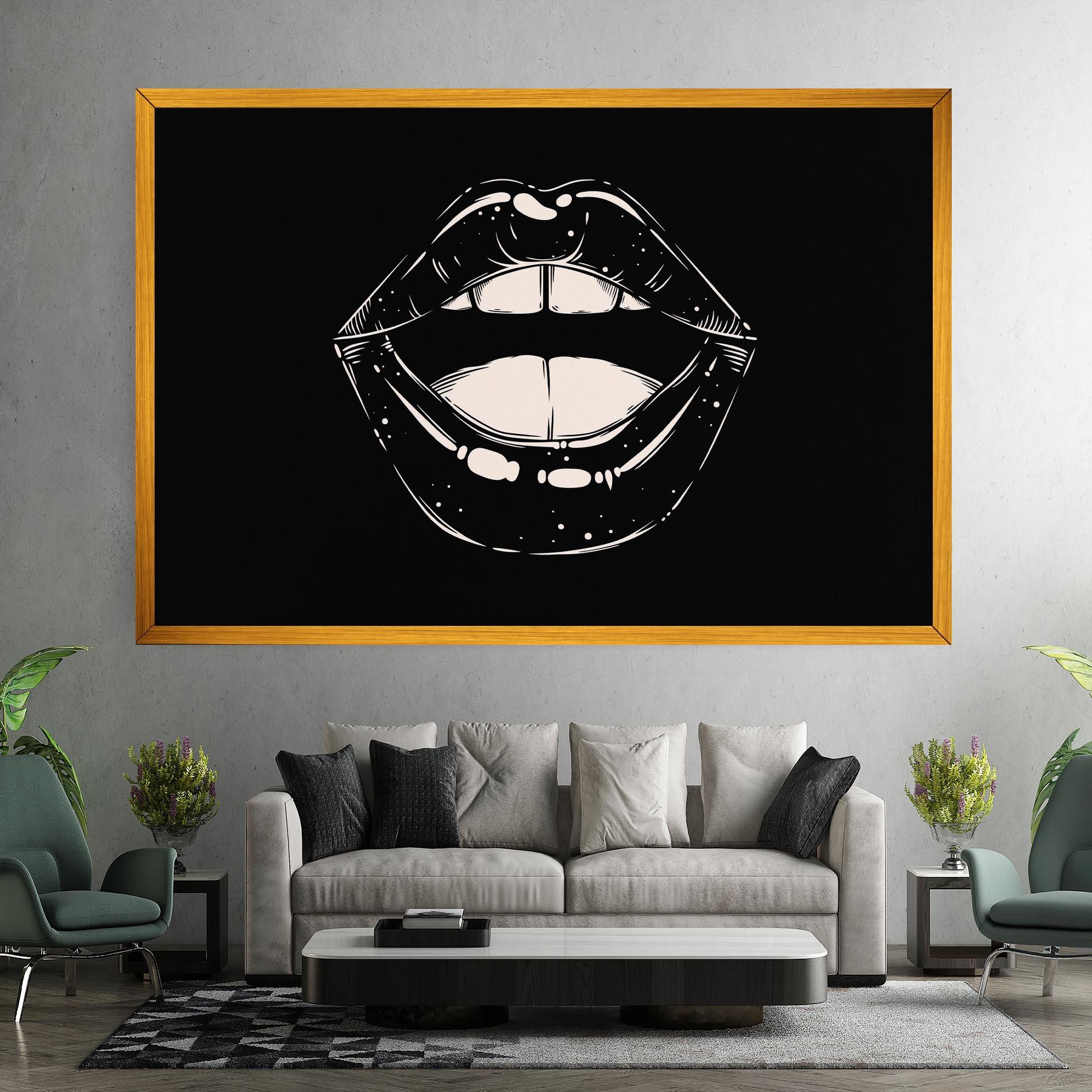 Картина на платно Lips On Black mockup 7