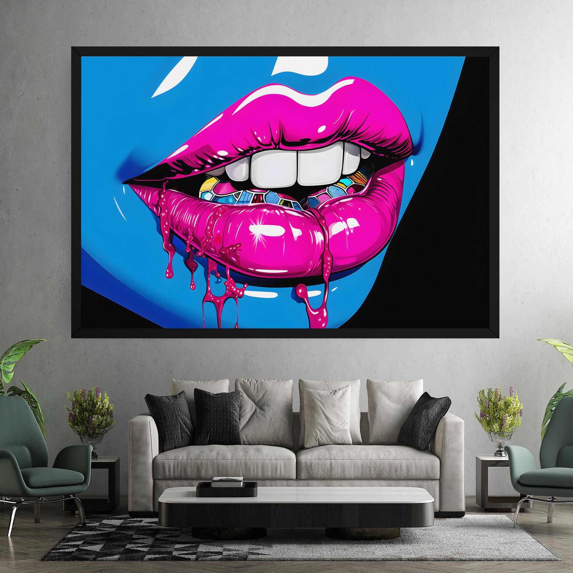 Blue Pink Lips Art mockup 7