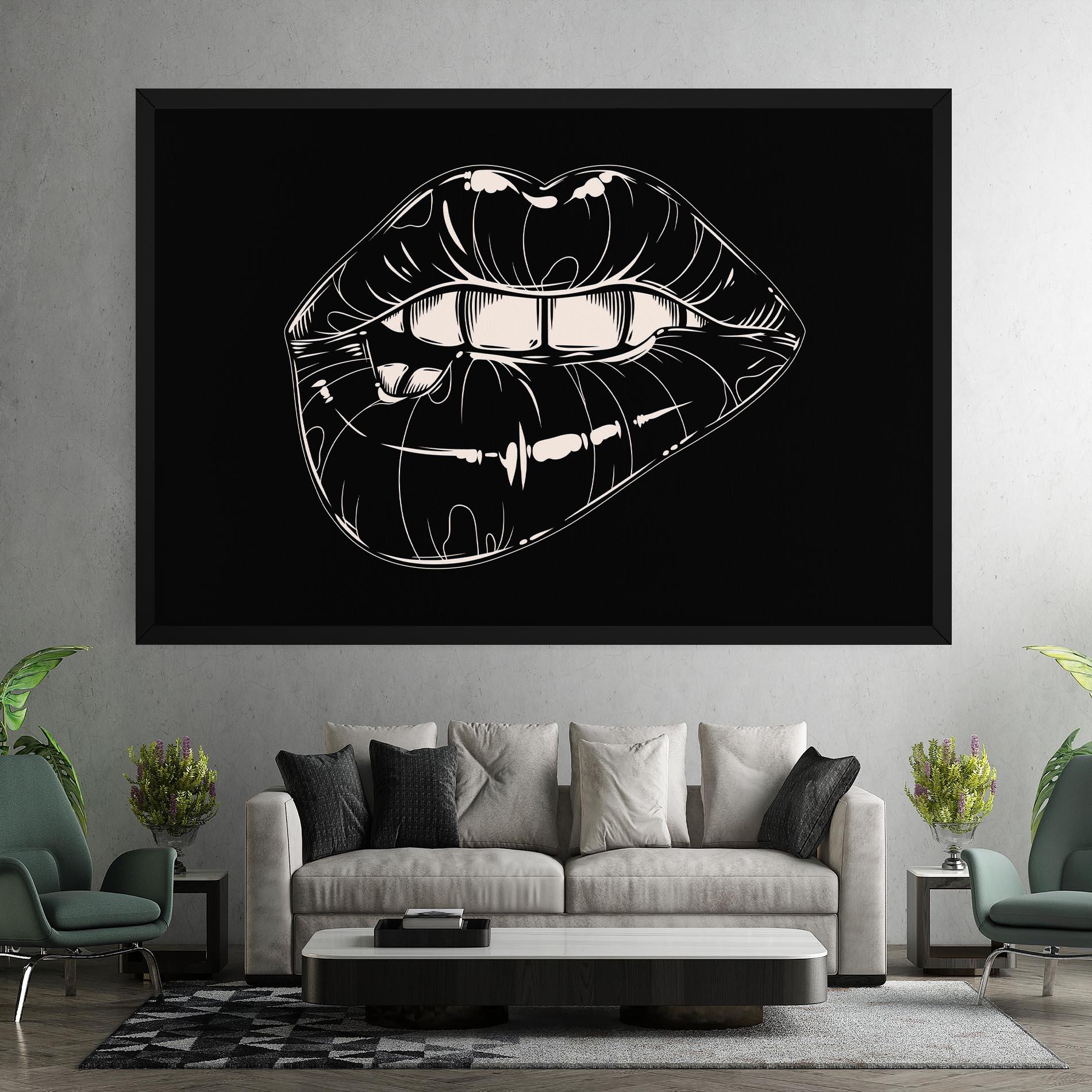 Картина на платно Juicy Lips On Black mockup 7