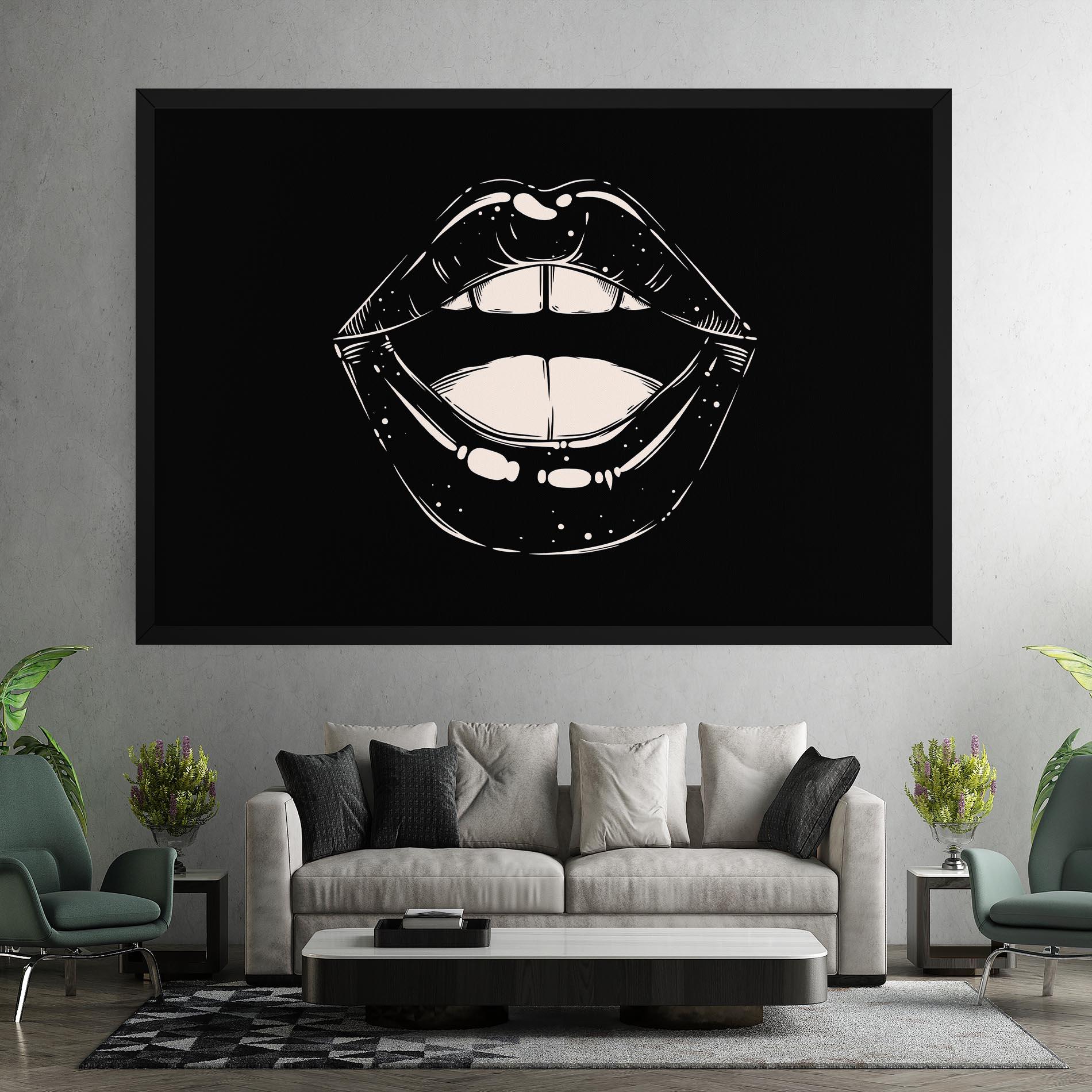 Картина на платно Lips On Black mockup 7
