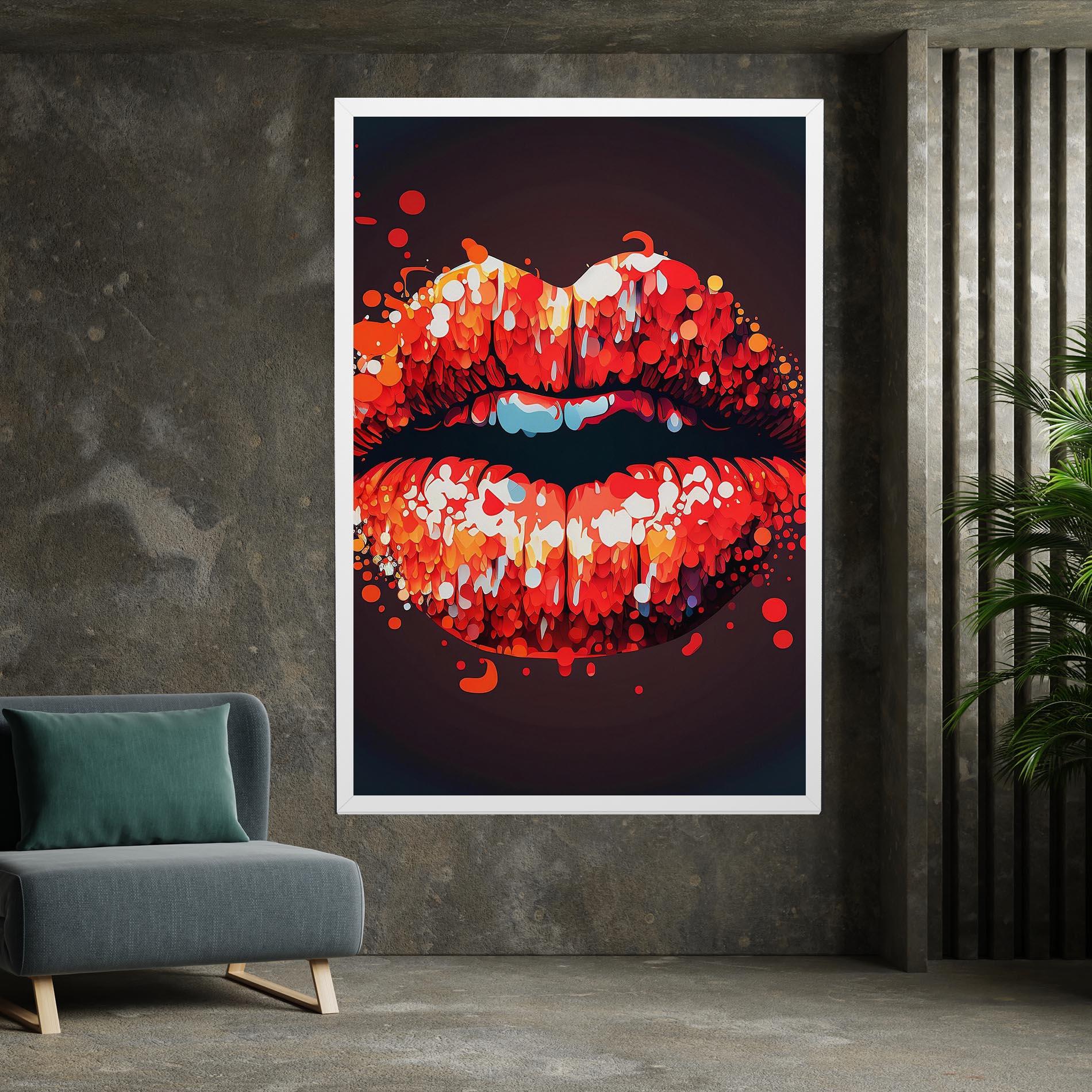 Картина на платно Red Lips With Word Lips It mockup 7