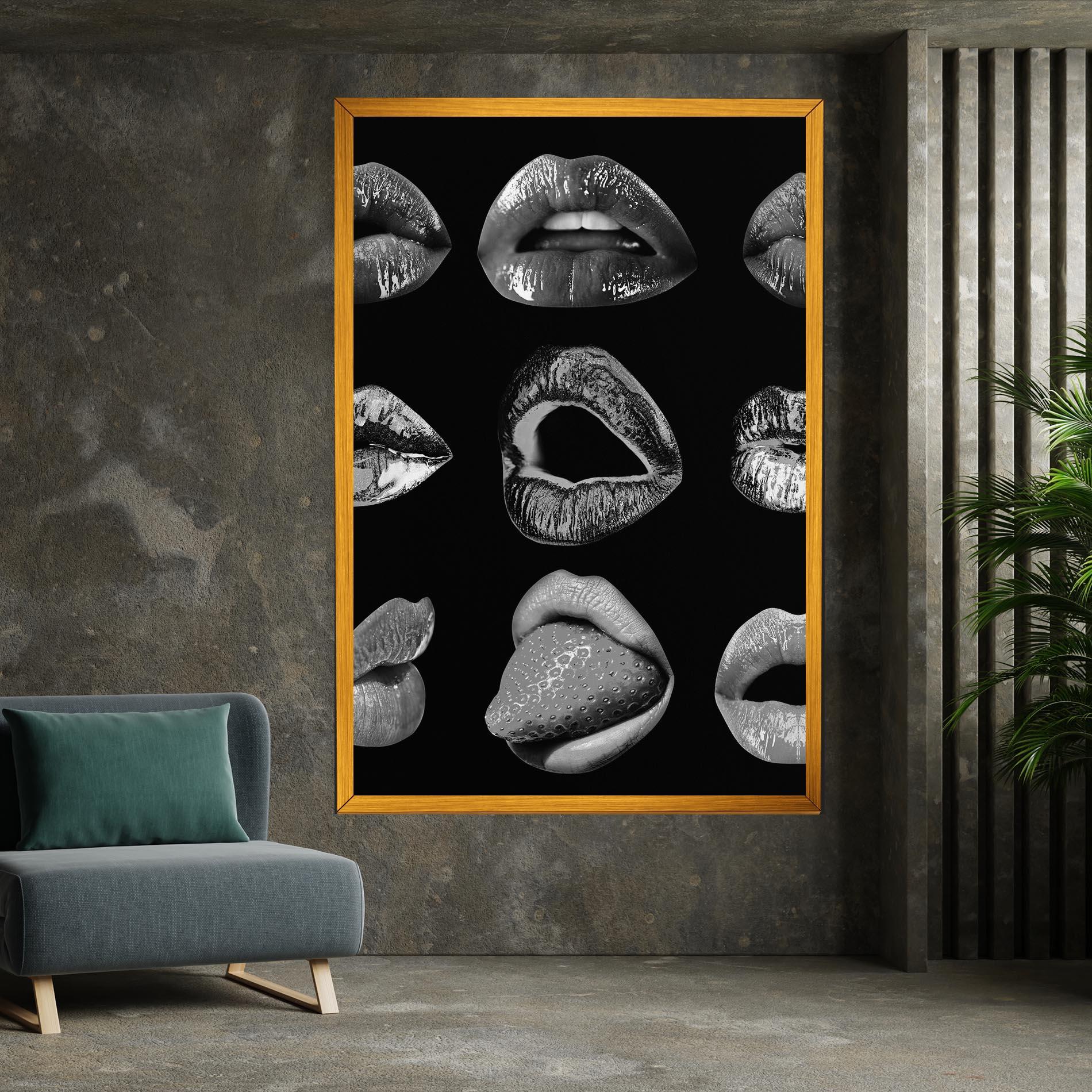 Картина на платно Grey Lips Collage mockup 7