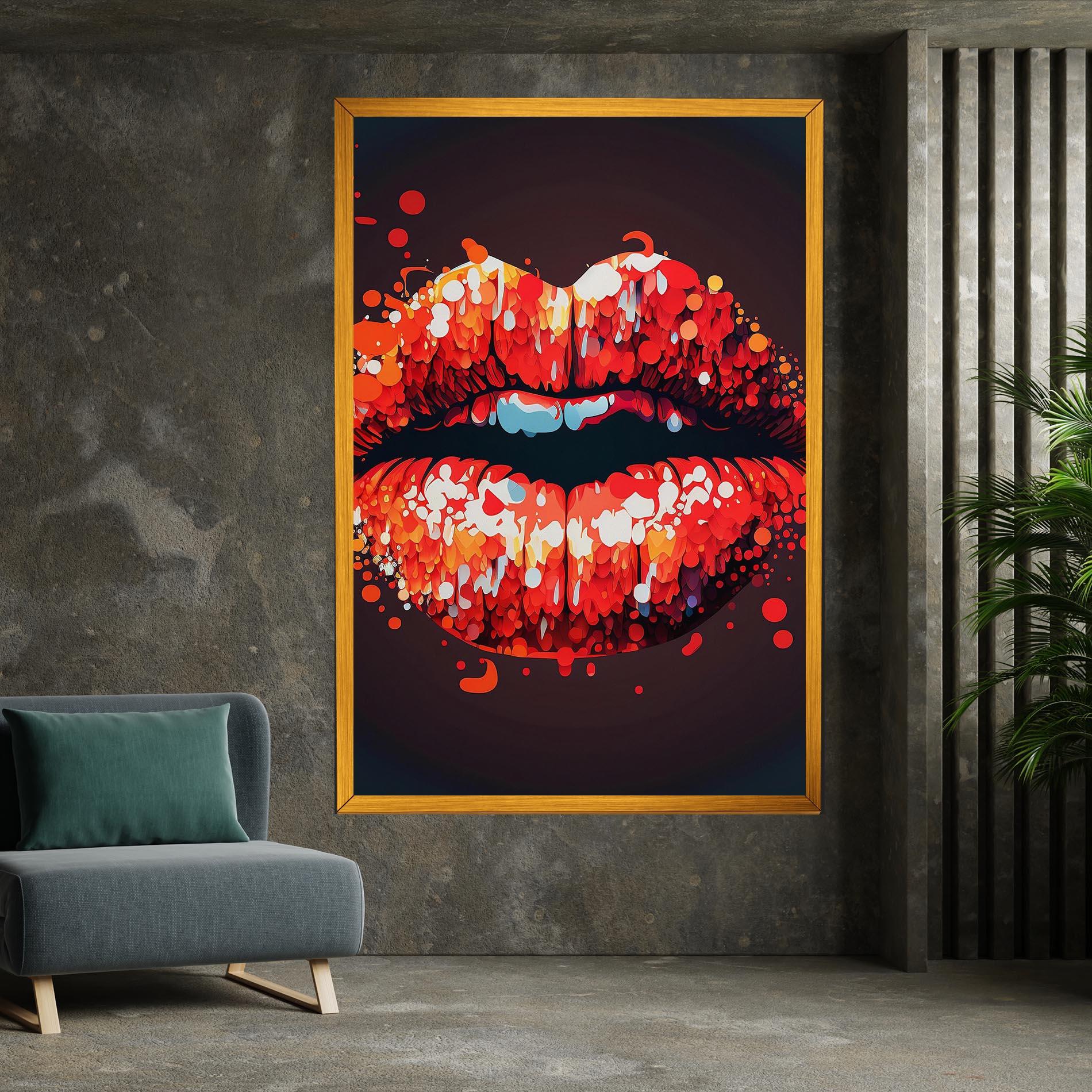 Картина на платно Red Lips With Word Lips It mockup 7