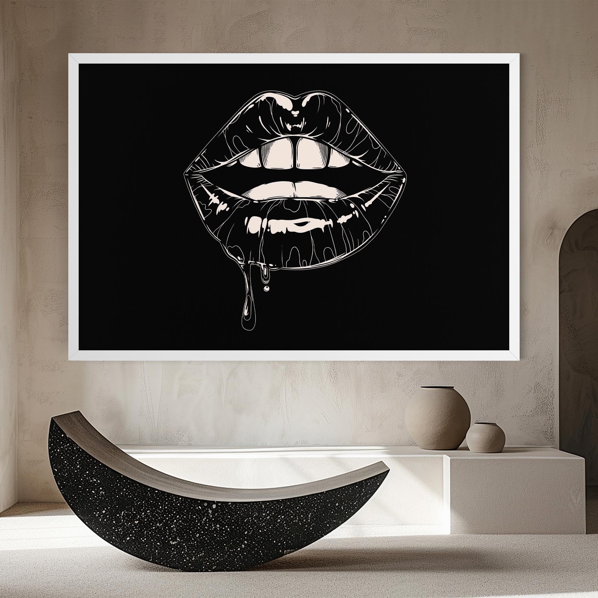 Картина на платно Open Lips On Black mockup 8