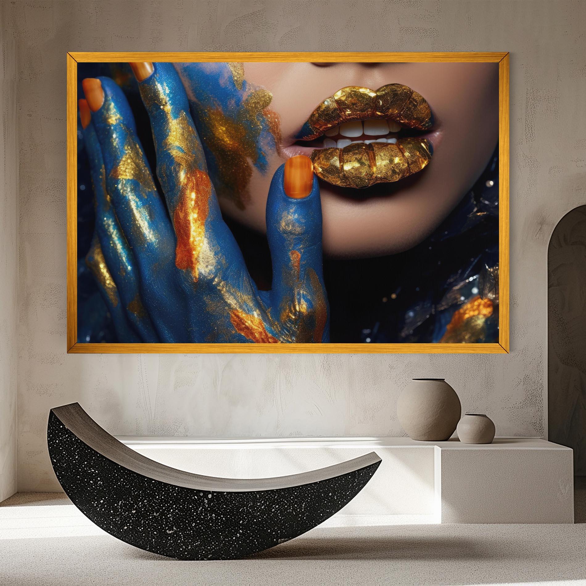 Картина на платно Blue Hand Lips mockup 8