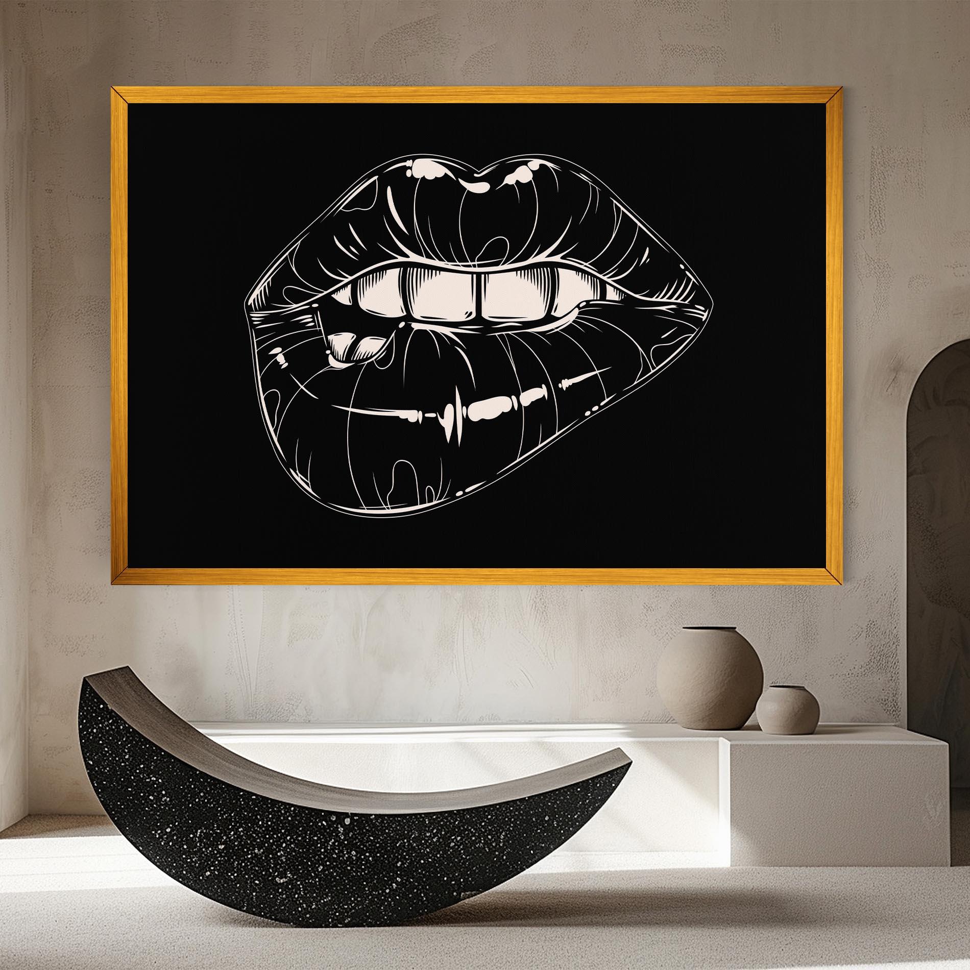 Картина на платно Juicy Lips On Black mockup 8