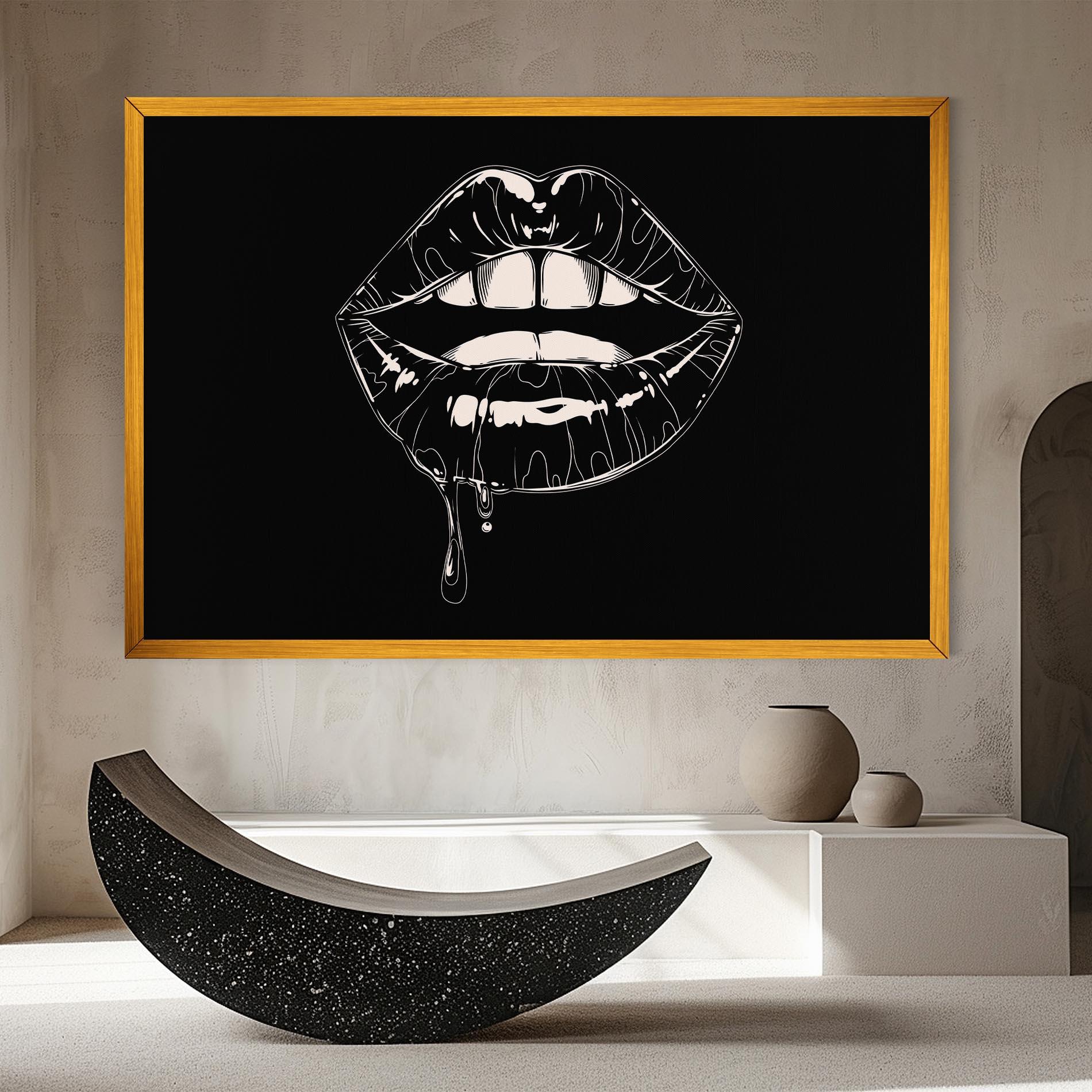 Картина на платно Open Lips On Black mockup 8