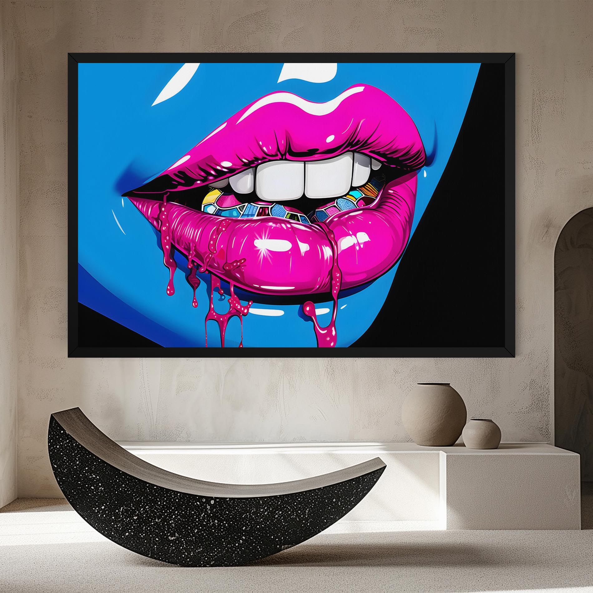 Blue Pink Lips Art mockup 8