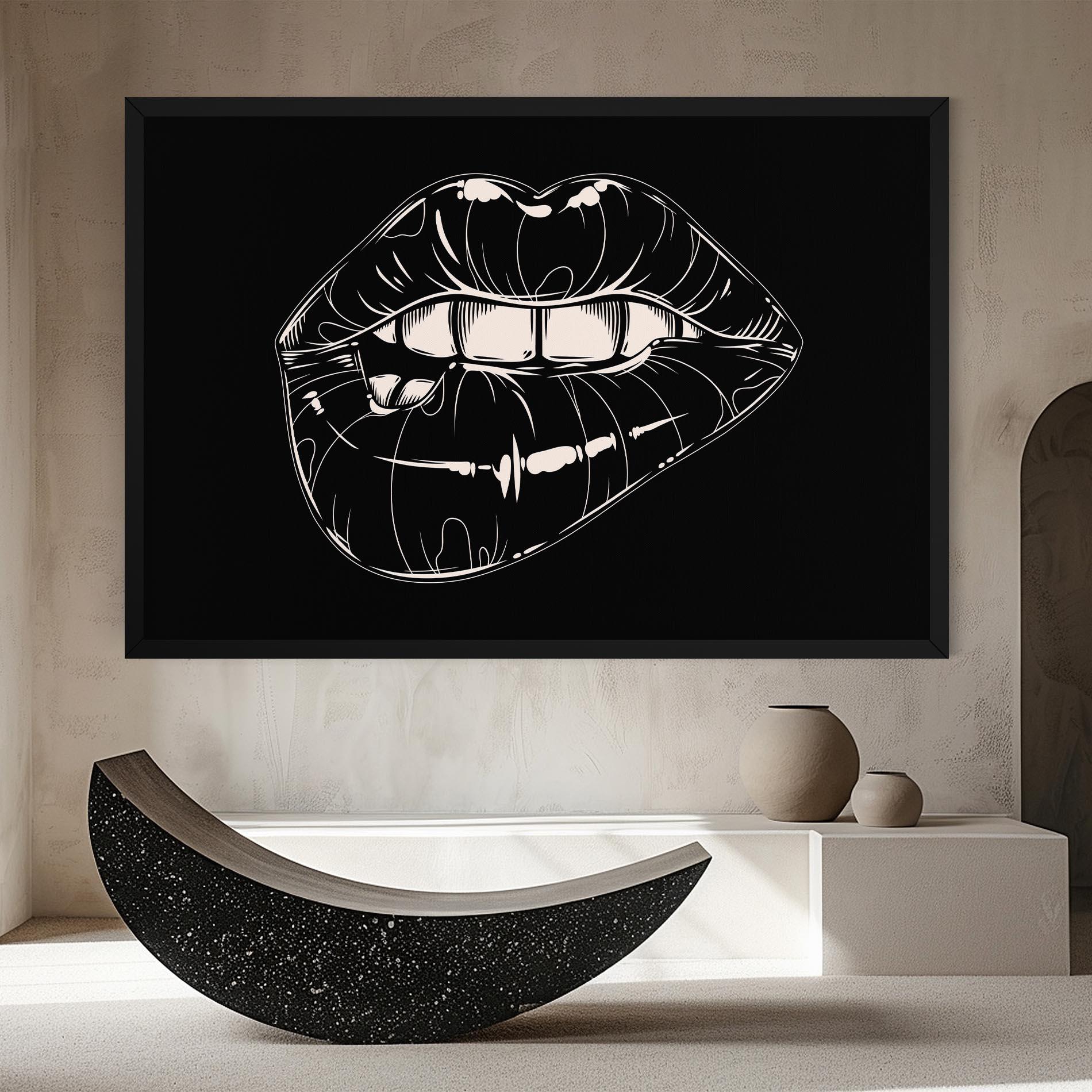 Картина на платно Juicy Lips On Black mockup 8