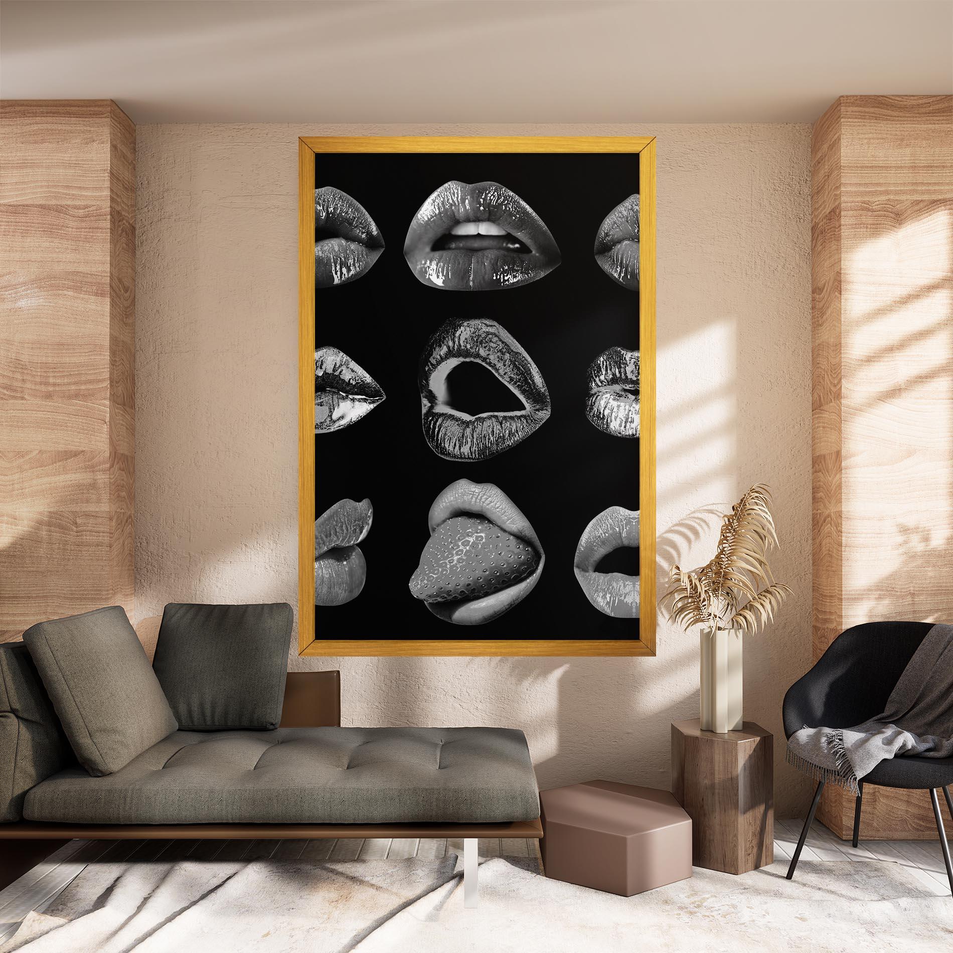 Картина на платно Grey Lips Collage mockup 8