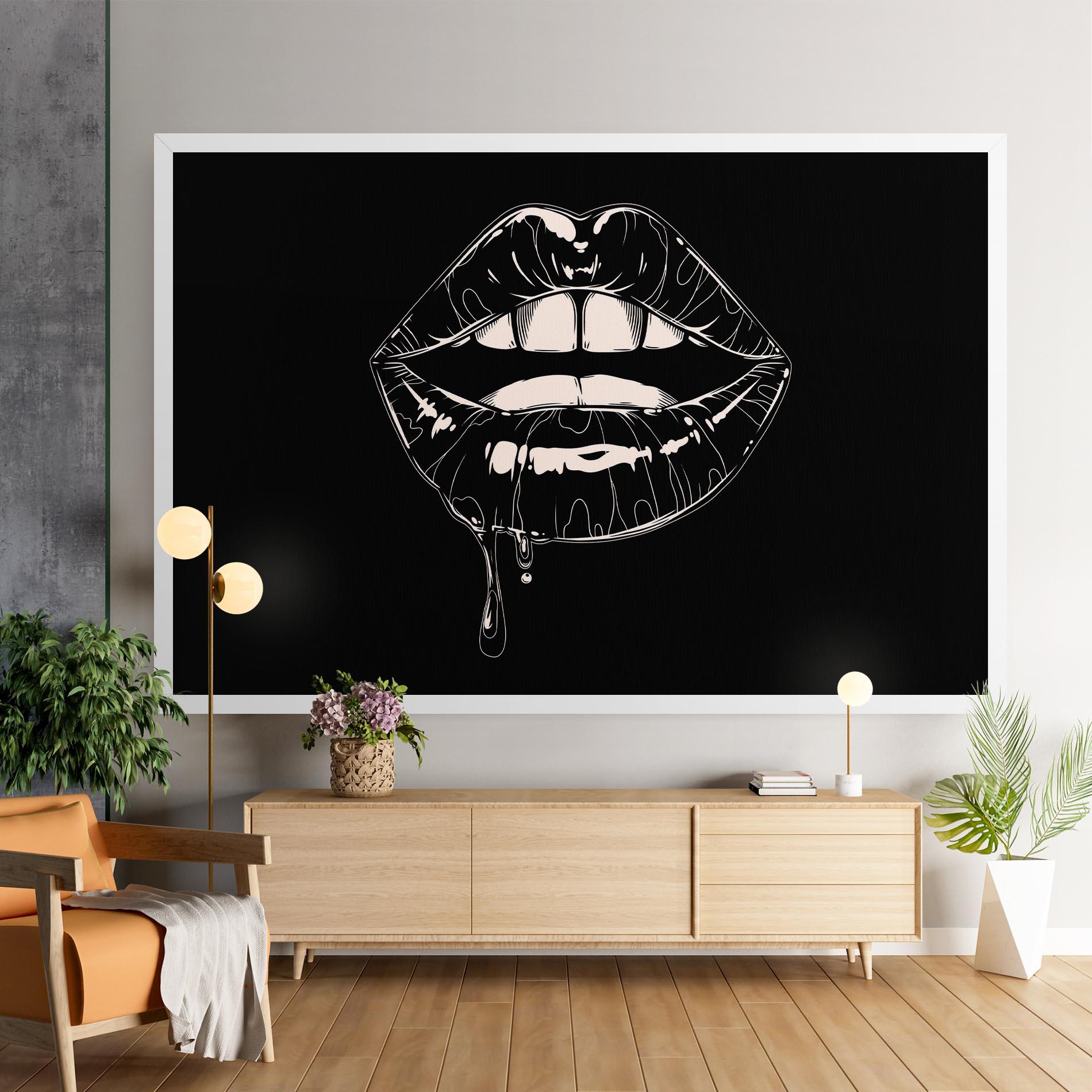 Картина на платно Open Lips On Black mockup 9