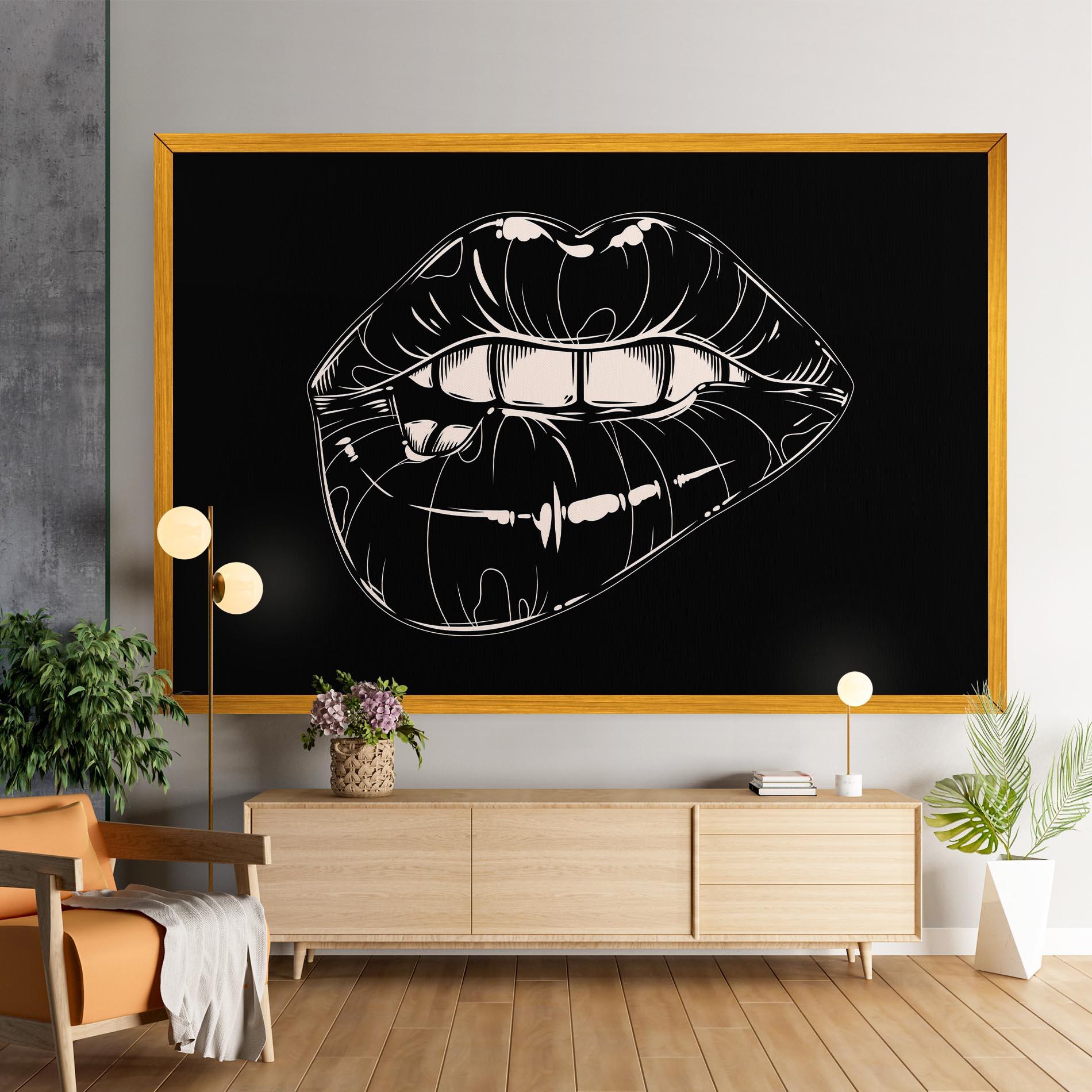 Картина на платно Juicy Lips On Black mockup 9