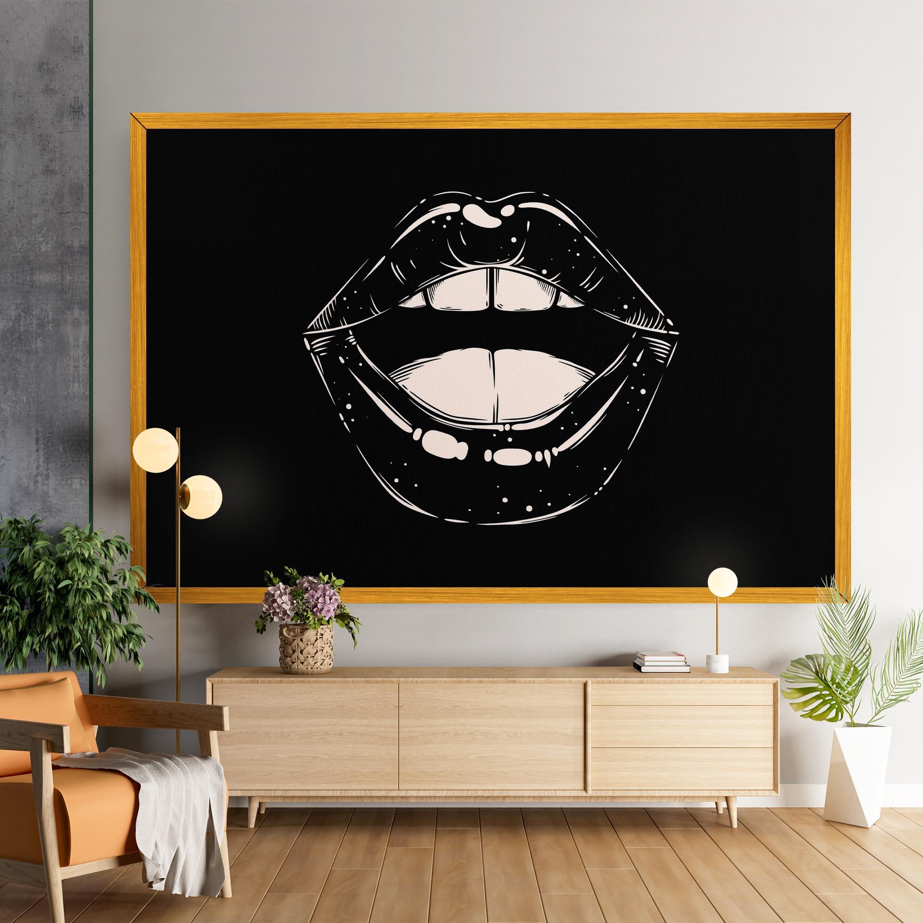 Картина на платно Lips On Black mockup 9