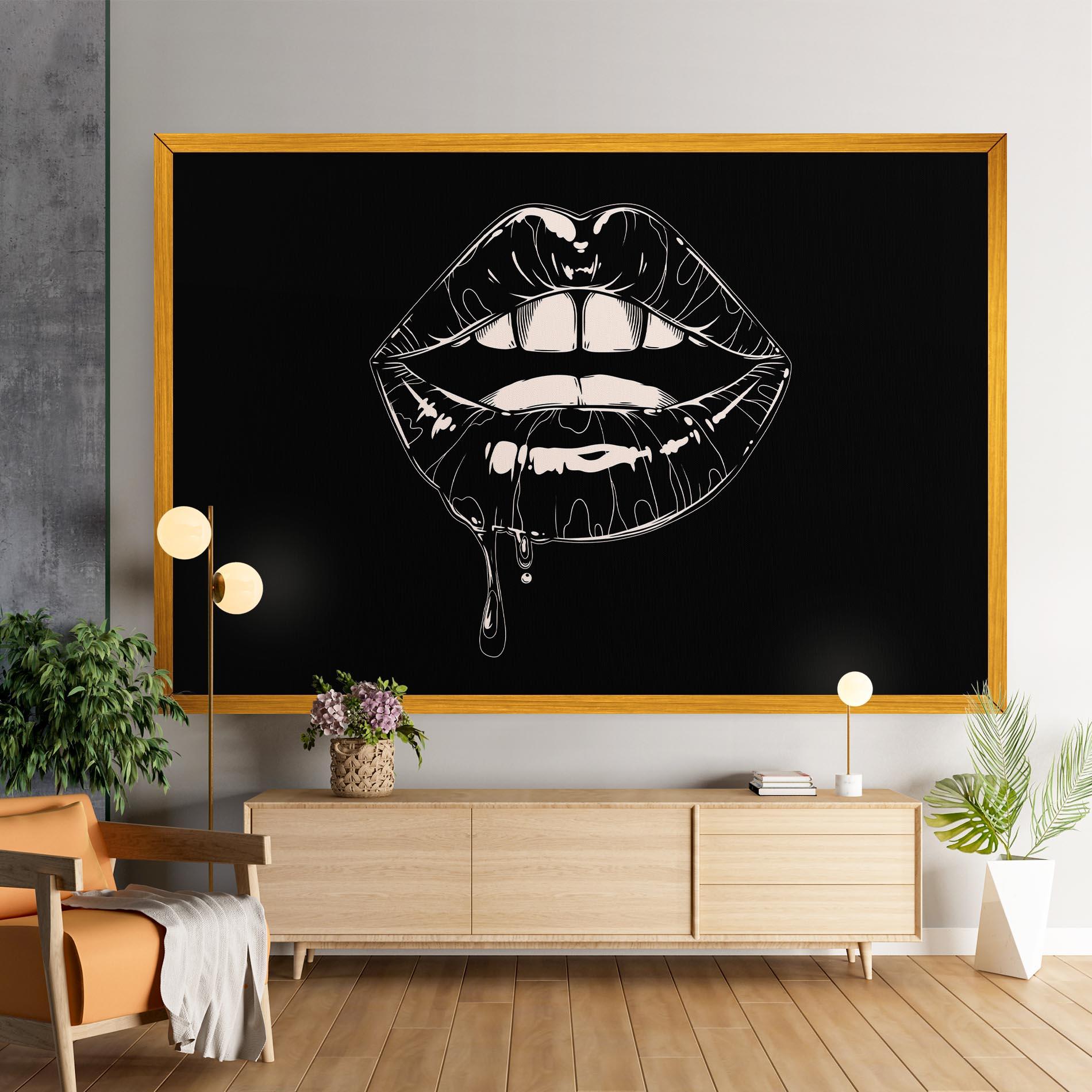 Картина на платно Open Lips On Black mockup 9