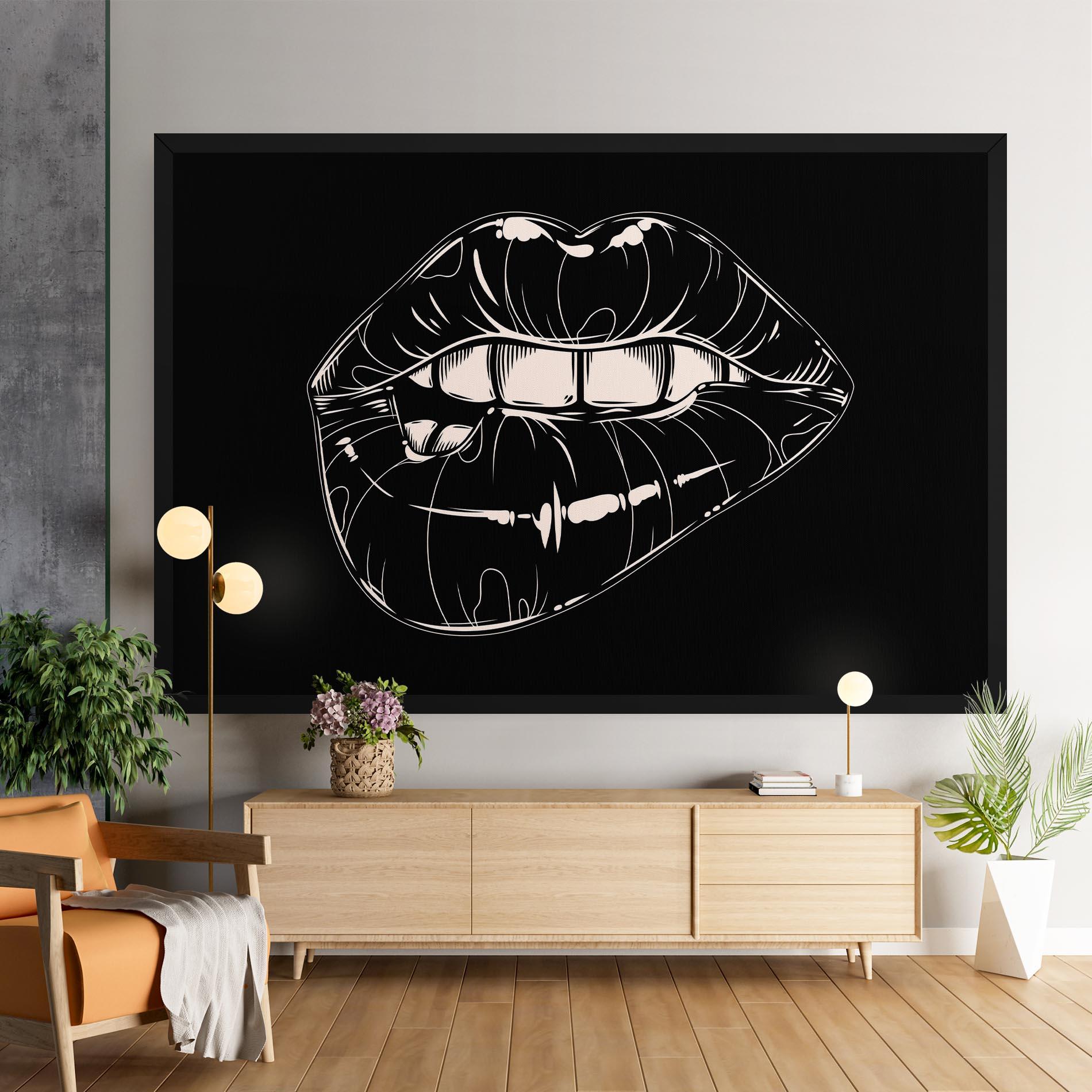 Картина на платно Juicy Lips On Black mockup 9