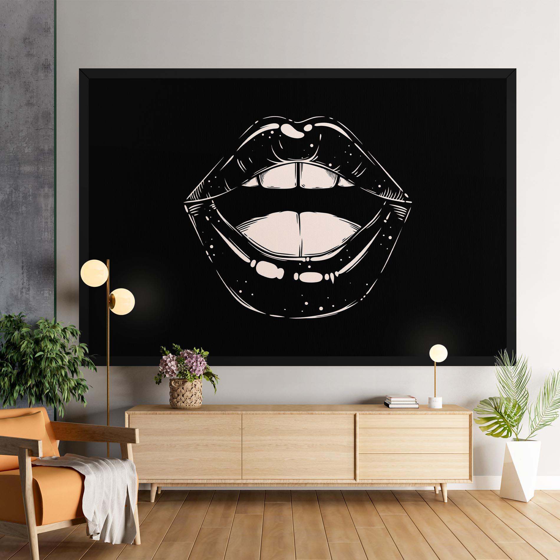 Картина на платно Lips On Black mockup 9