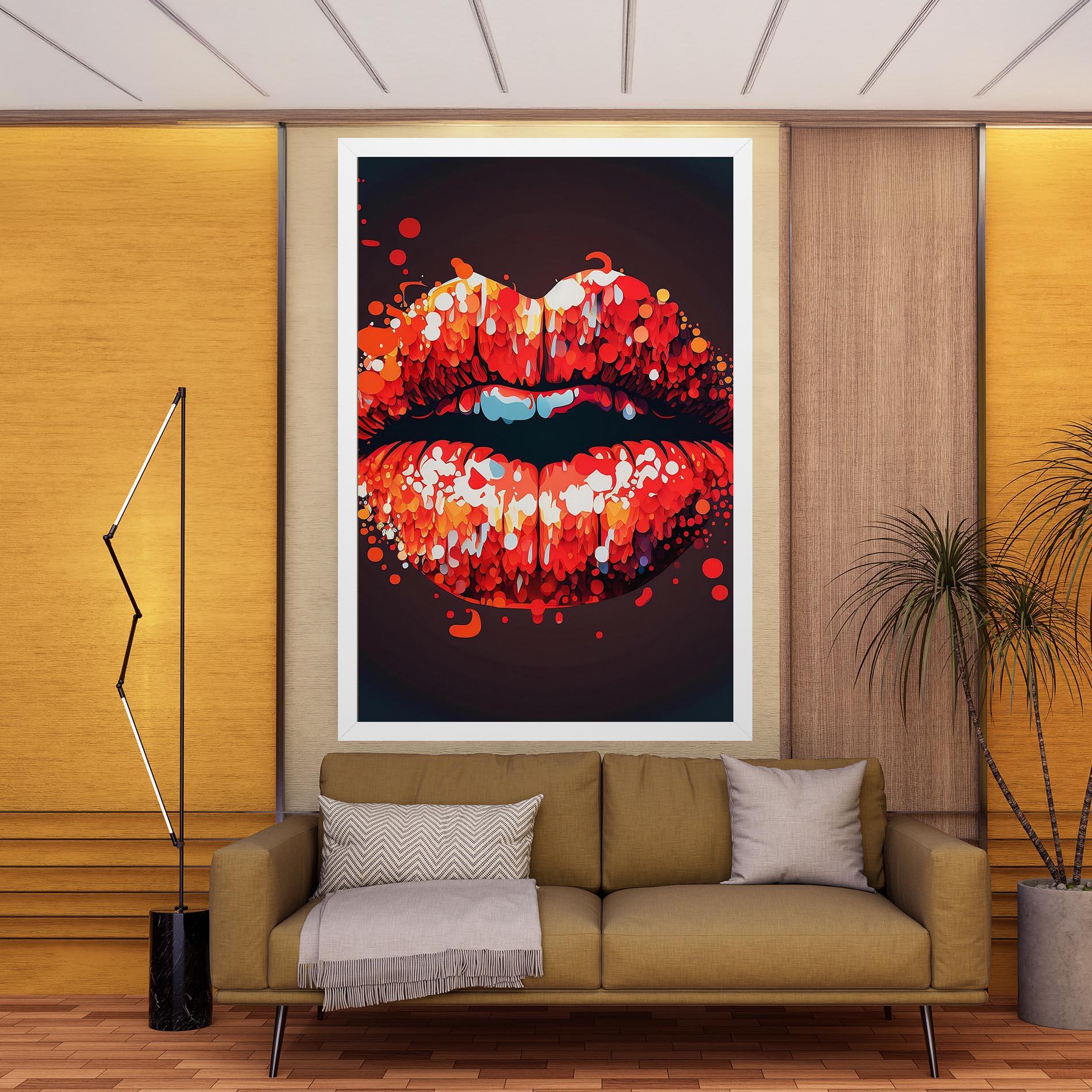 Картина на платно Red Lips With Word Lips It mockup 9