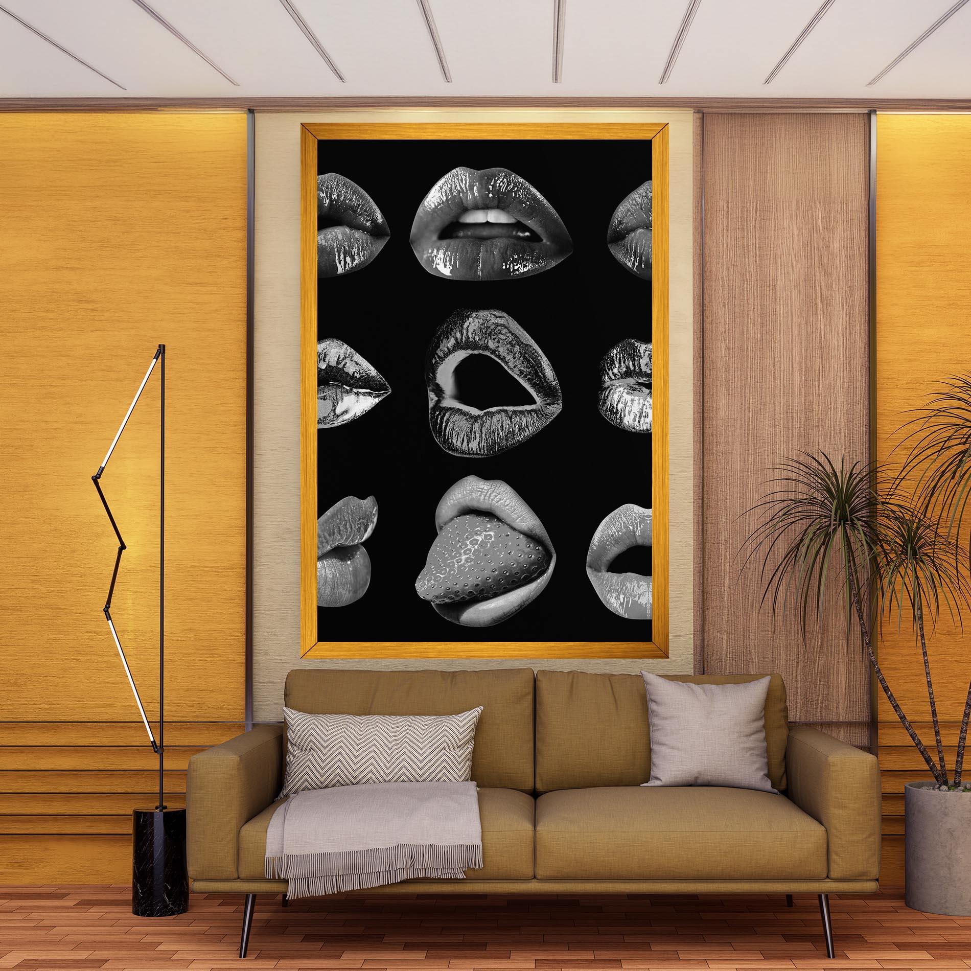 Картина на платно Grey Lips Collage mockup 9