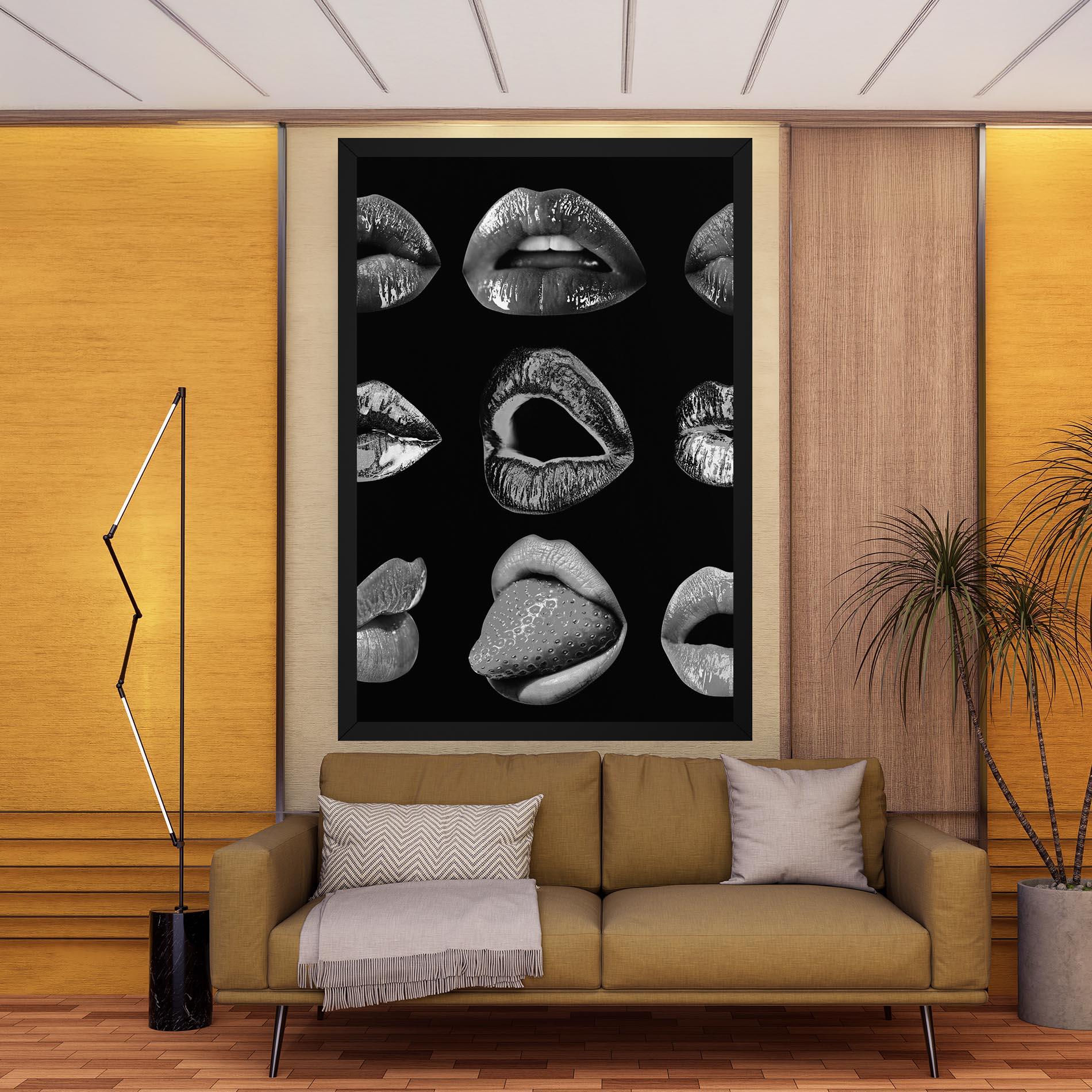 Картина на платно Grey Lips Collage mockup 9