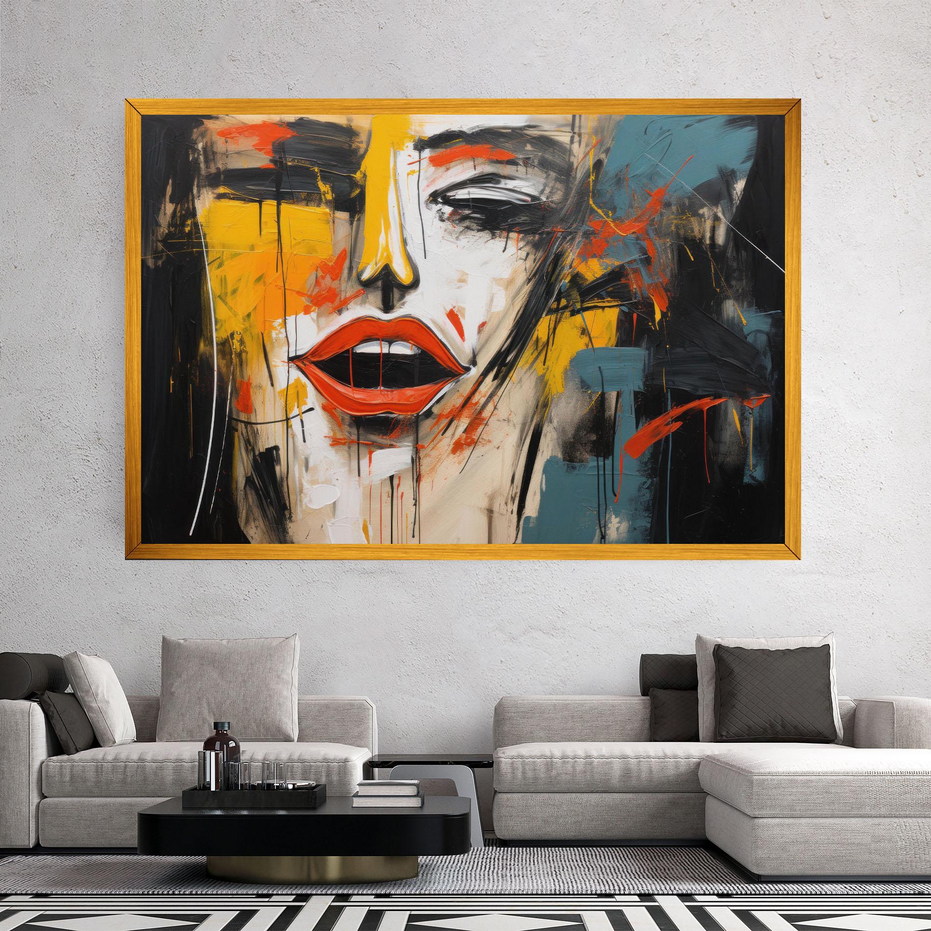 Картина на платно Abstract Woman Lips mockup 2