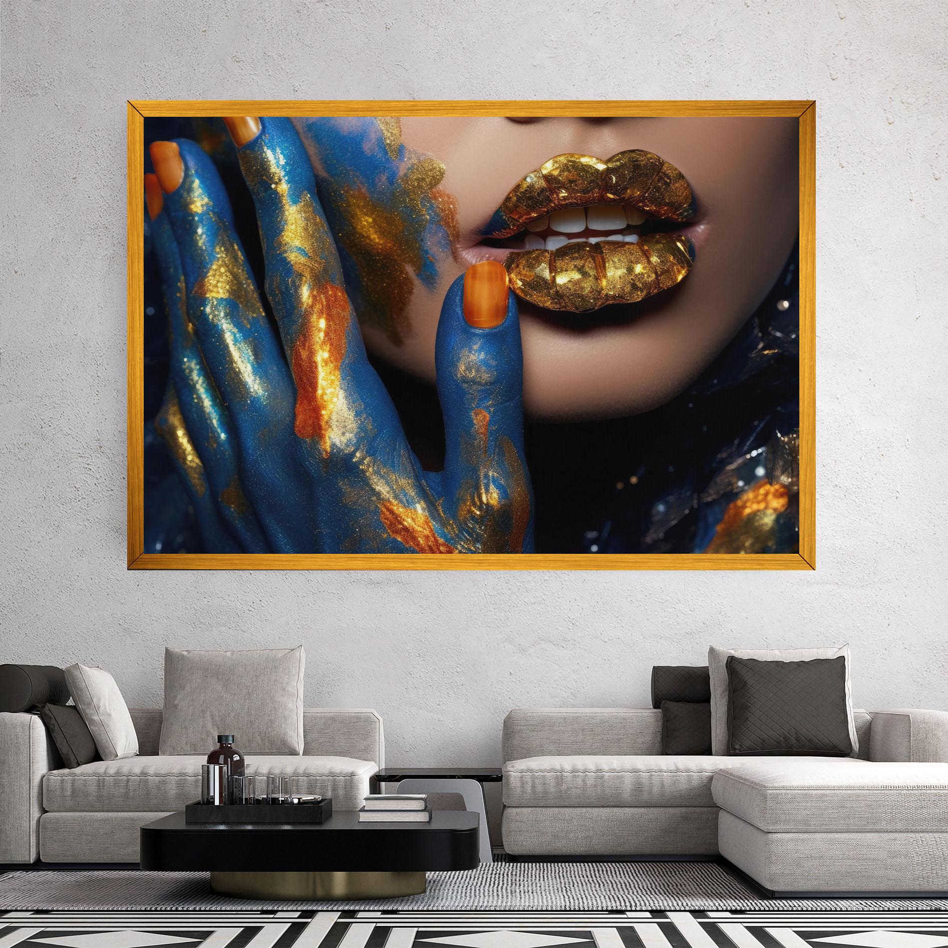 Картина на платно Blue Hand Lips mockup 2