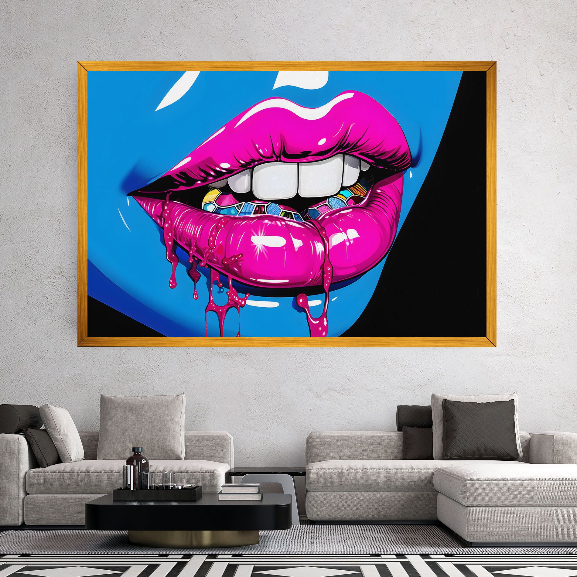 Blue Pink Lips Art mockup 2