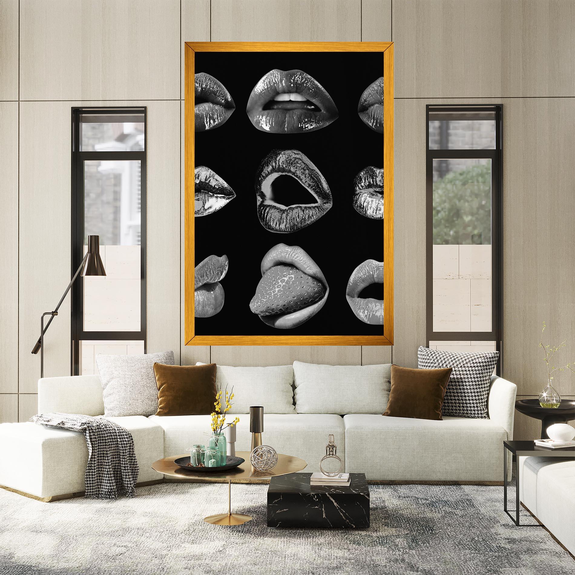 Картина на платно Grey Lips Collage mockup 2