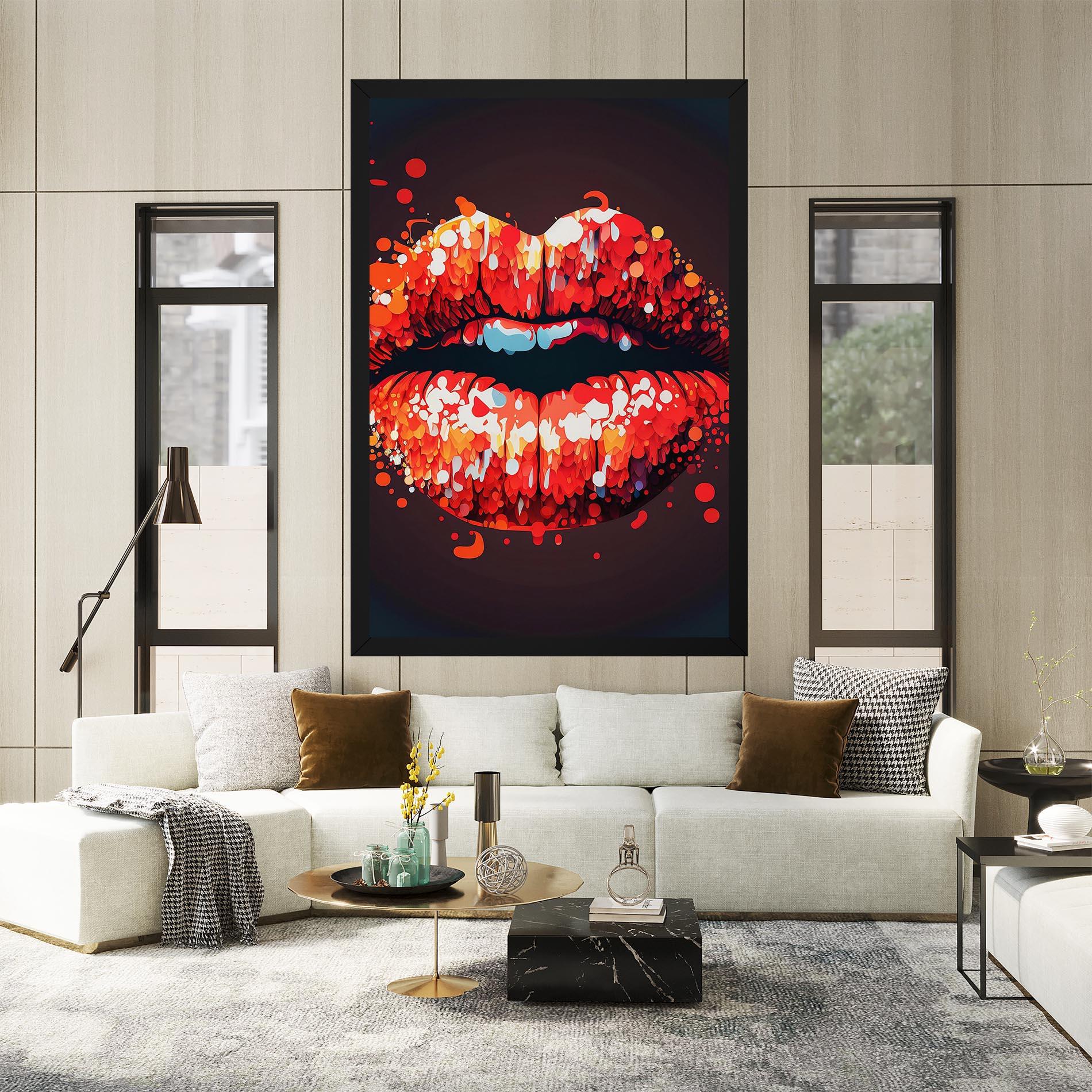 Картина на платно Red Lips With Word Lips It mockup 2