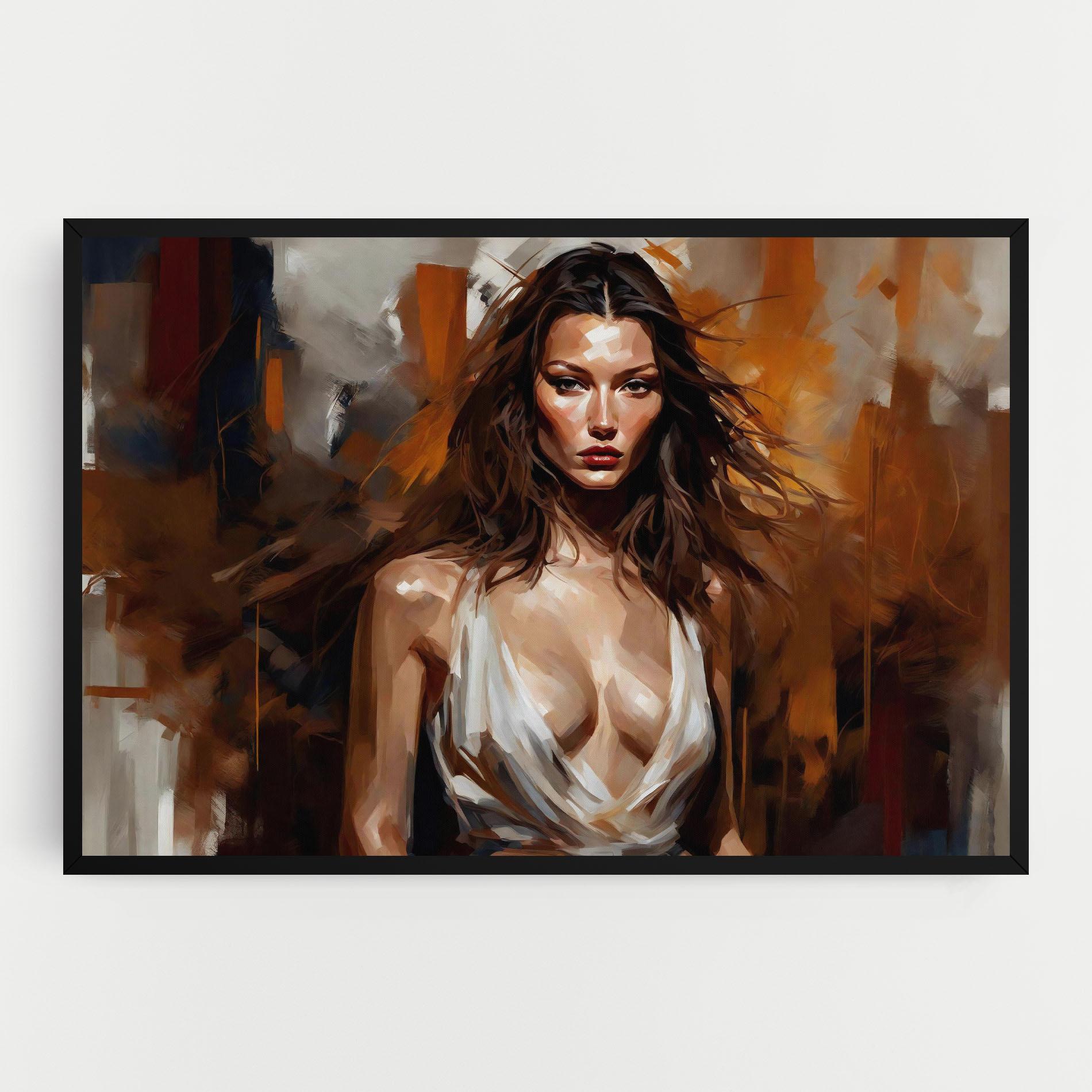 Картина на платно Long Brown Hair Woman mockup 0