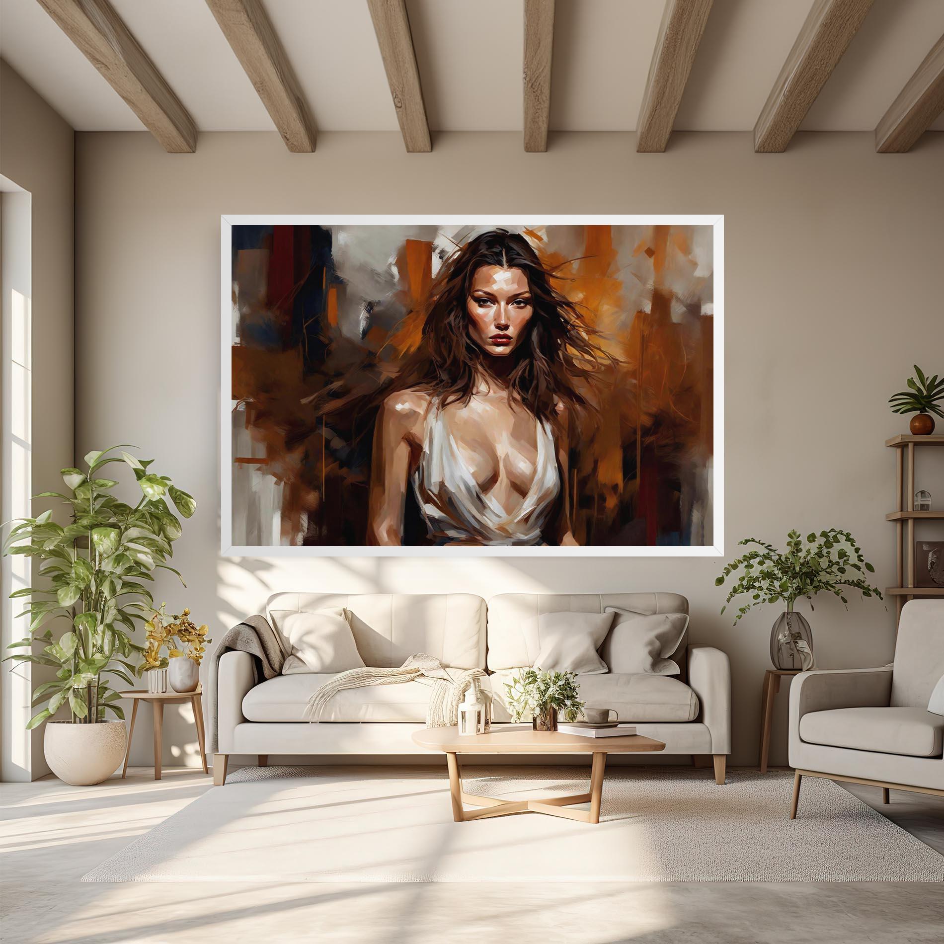 Картина на платно Long Brown Hair Woman mockup 6