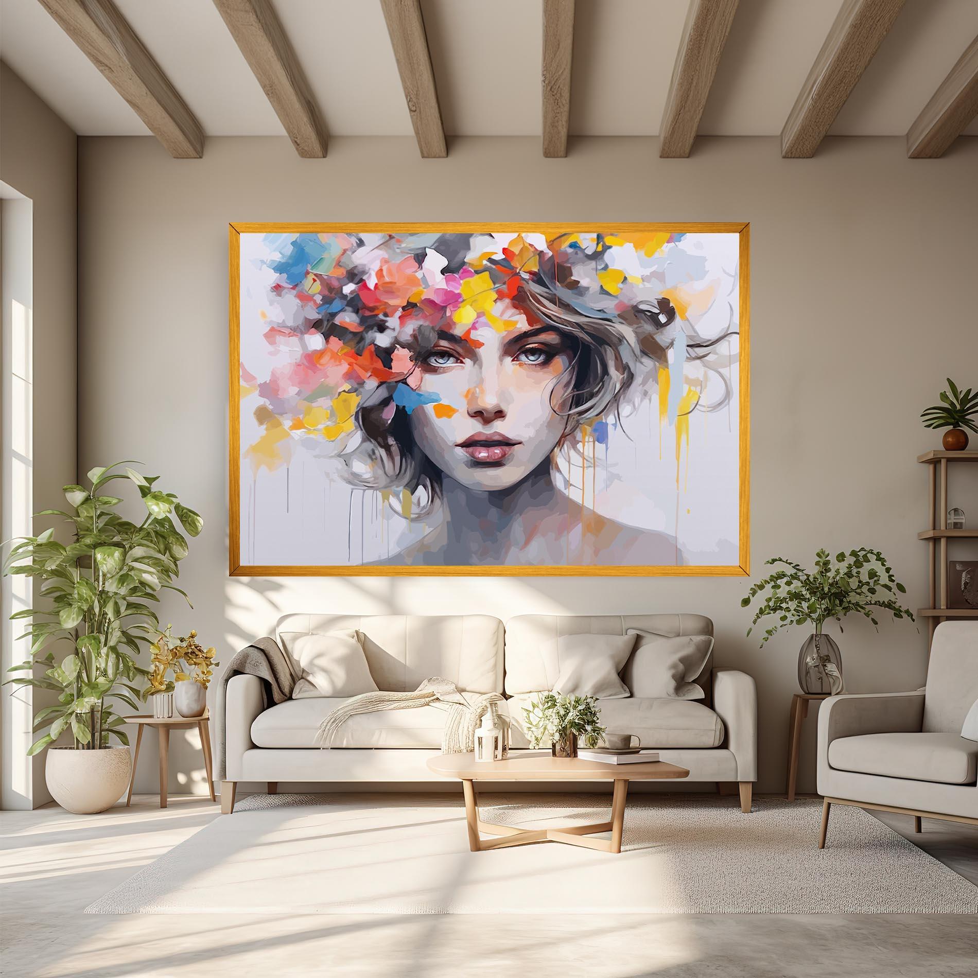 Картина на платно Colorful Hair Portrait mockup 6