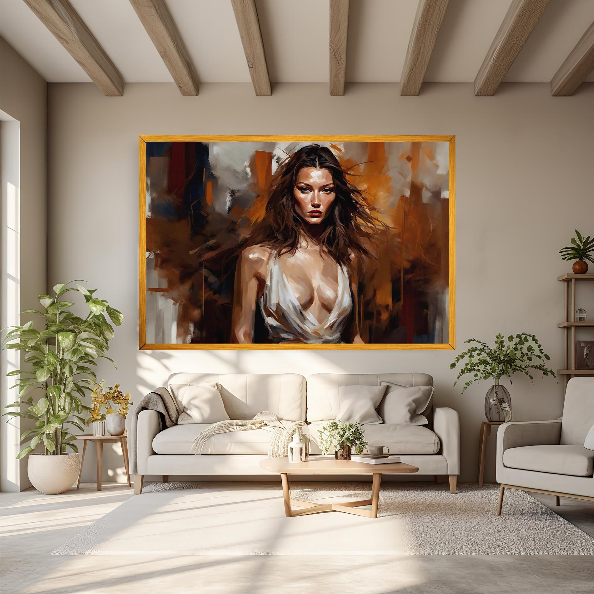 Картина на платно Long Brown Hair Woman mockup 6