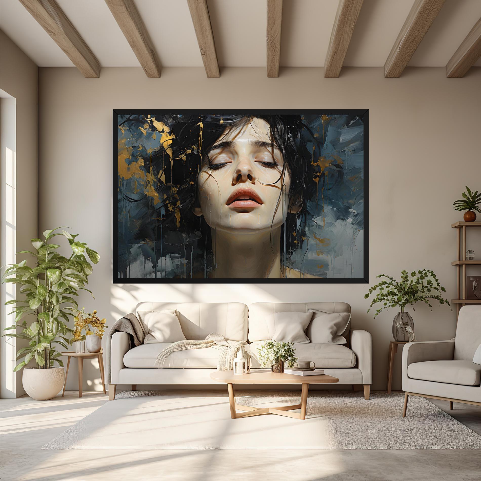 Картина на платно Closed Eyes Woman mockup 6