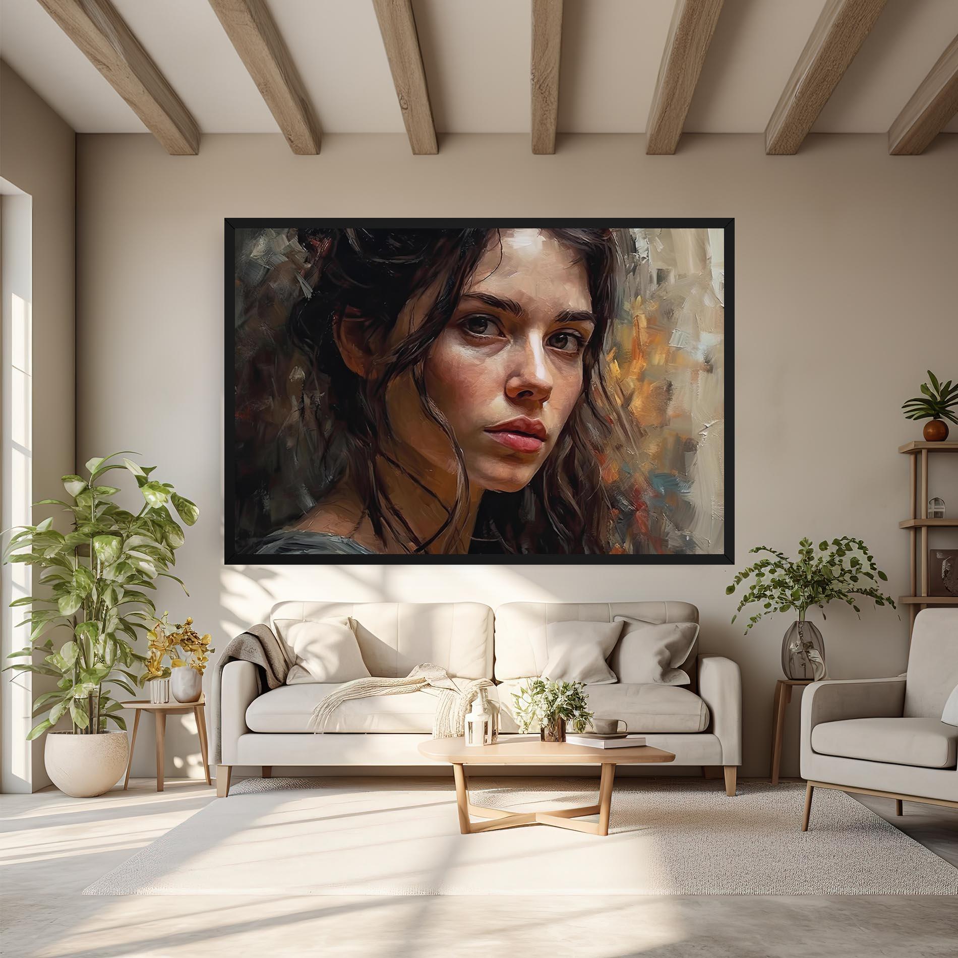 Картина на платно Closeup Impasto Portrait mockup 6