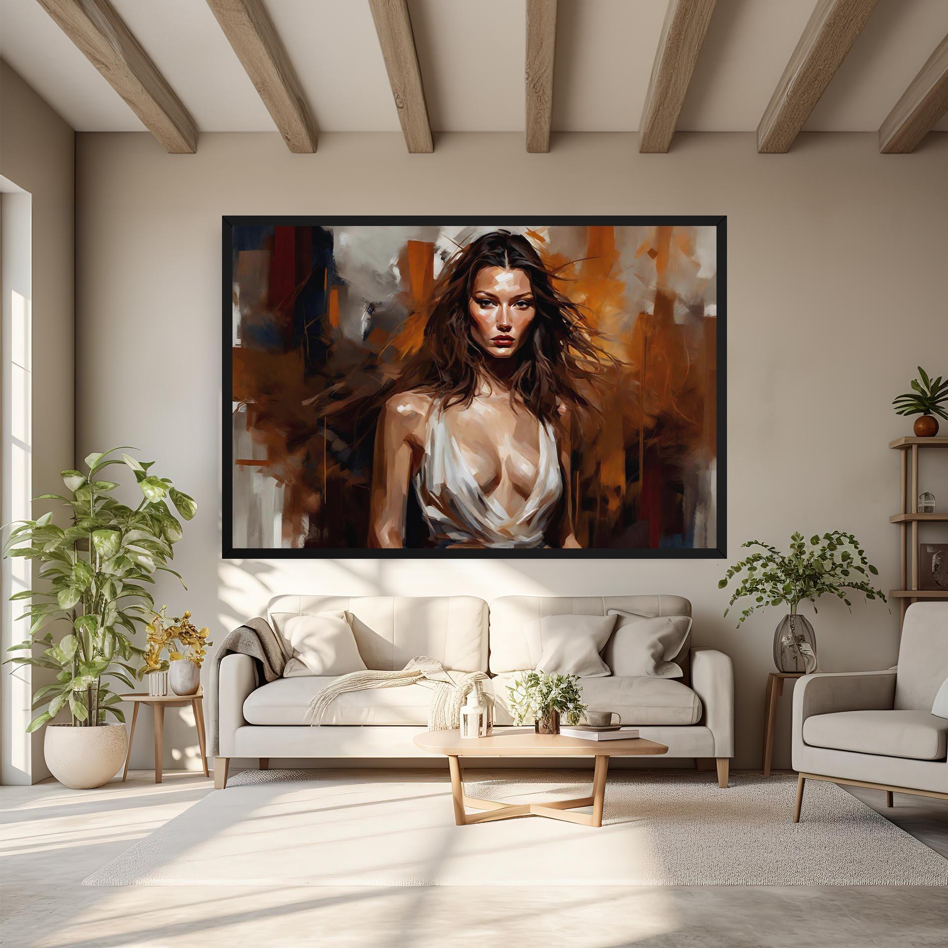 Картина на платно Long Brown Hair Woman mockup 6