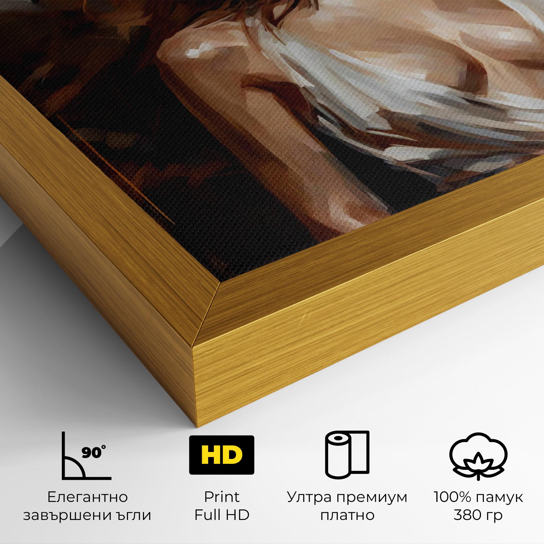 Картина на платно Long Brown Hair Woman mockup 4