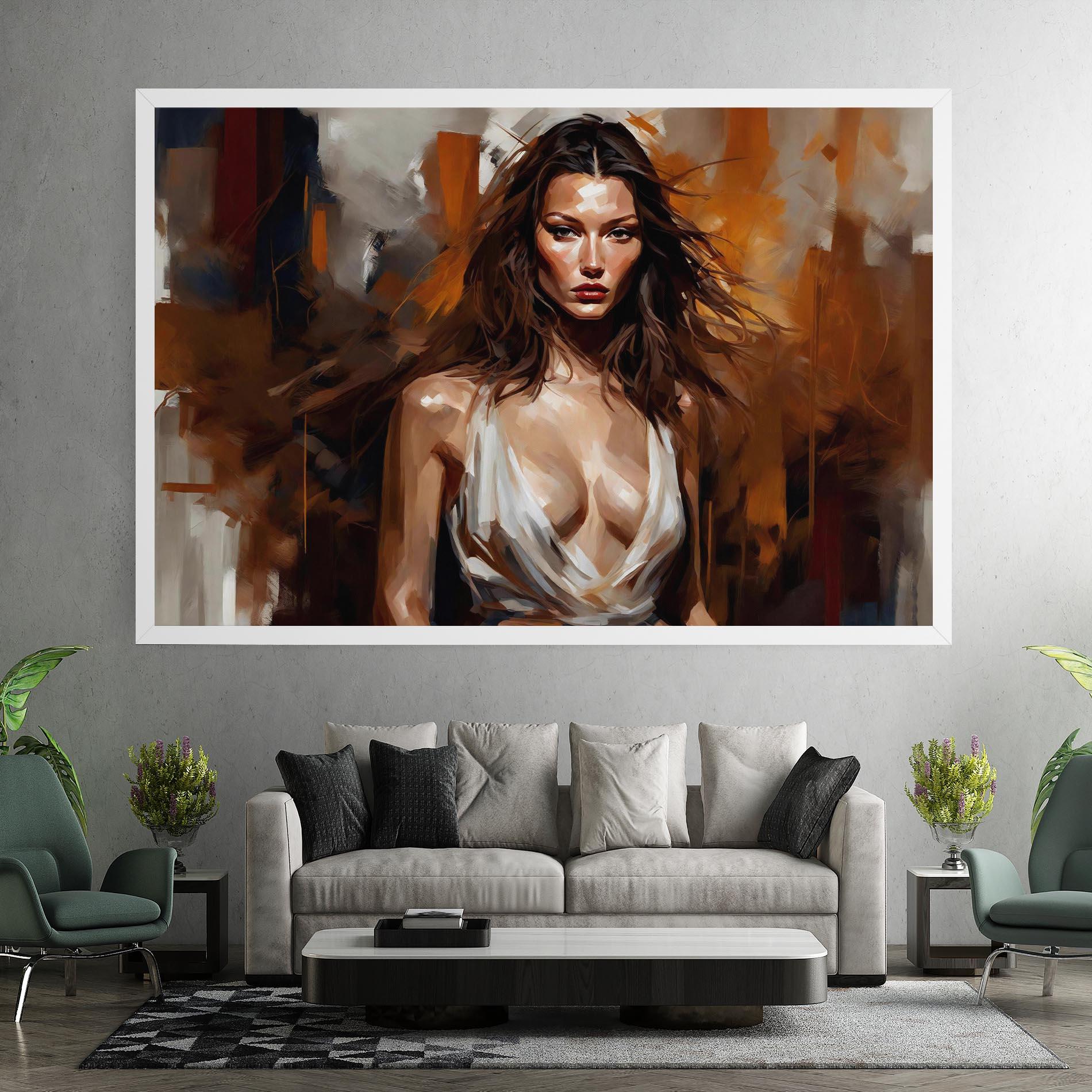 Картина на платно Long Brown Hair Woman mockup 7