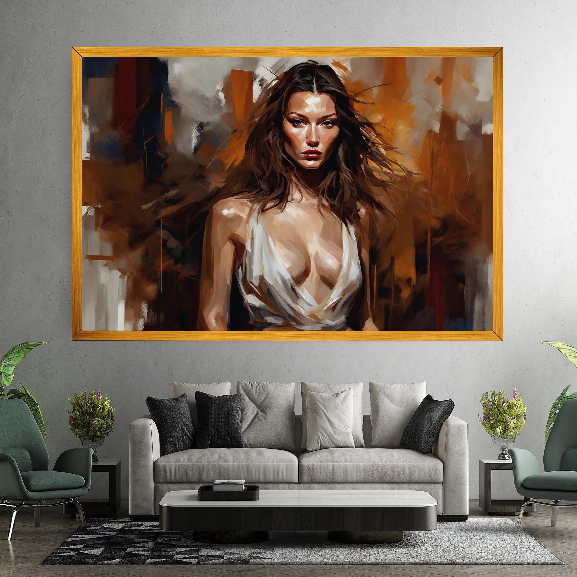 Картина на платно Long Brown Hair Woman mockup 7