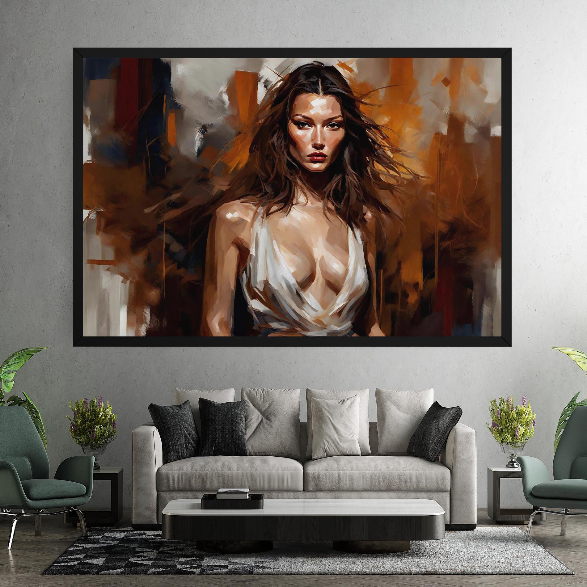 Картина на платно Long Brown Hair Woman mockup 7