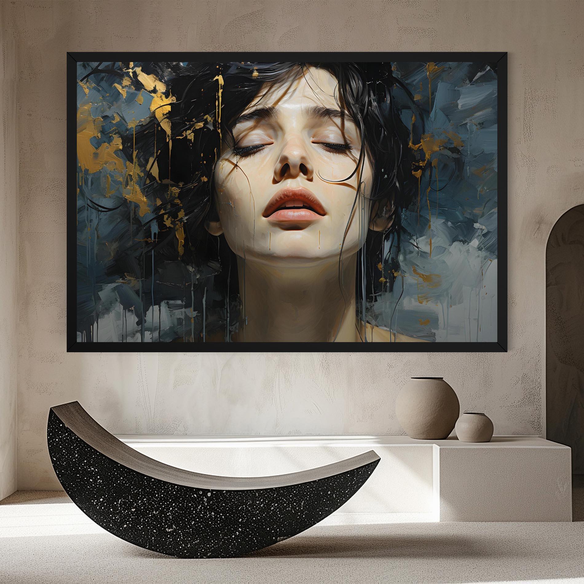 Картина на платно Closed Eyes Woman mockup 8