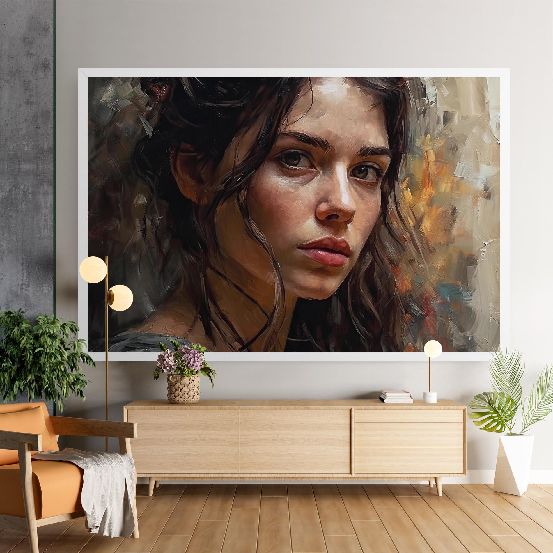 Картина на платно Closeup Impasto Portrait mockup 9