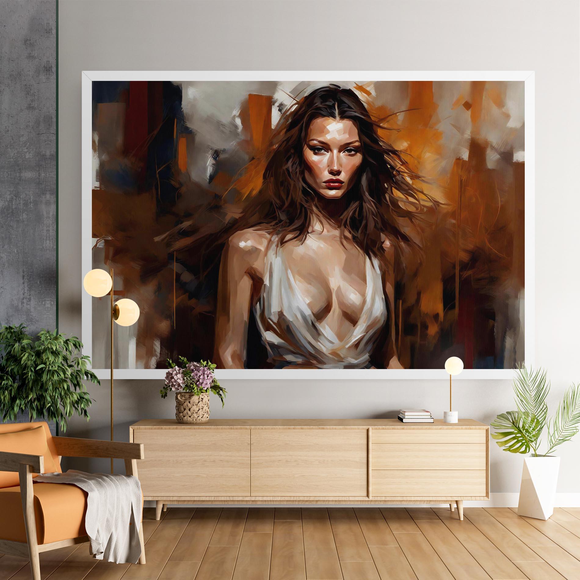 Картина на платно Long Brown Hair Woman mockup 9