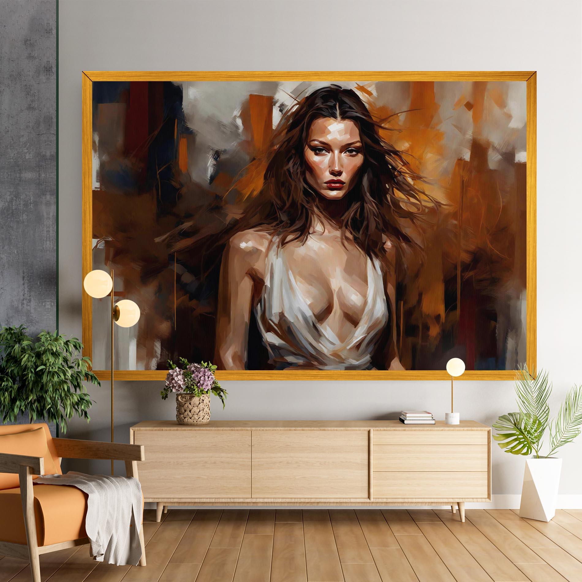 Картина на платно Long Brown Hair Woman mockup 9