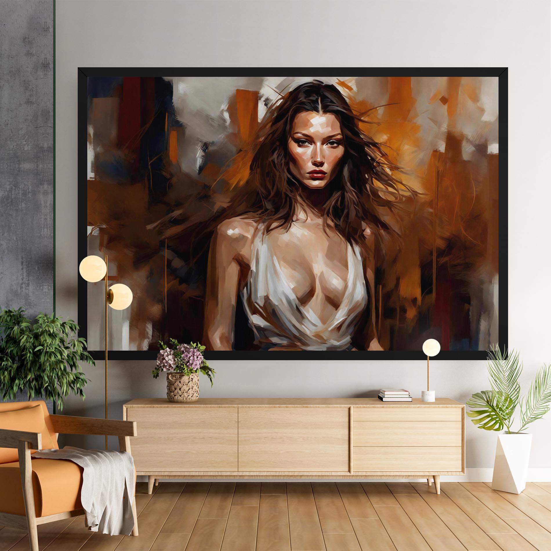 Картина на платно Long Brown Hair Woman mockup 9