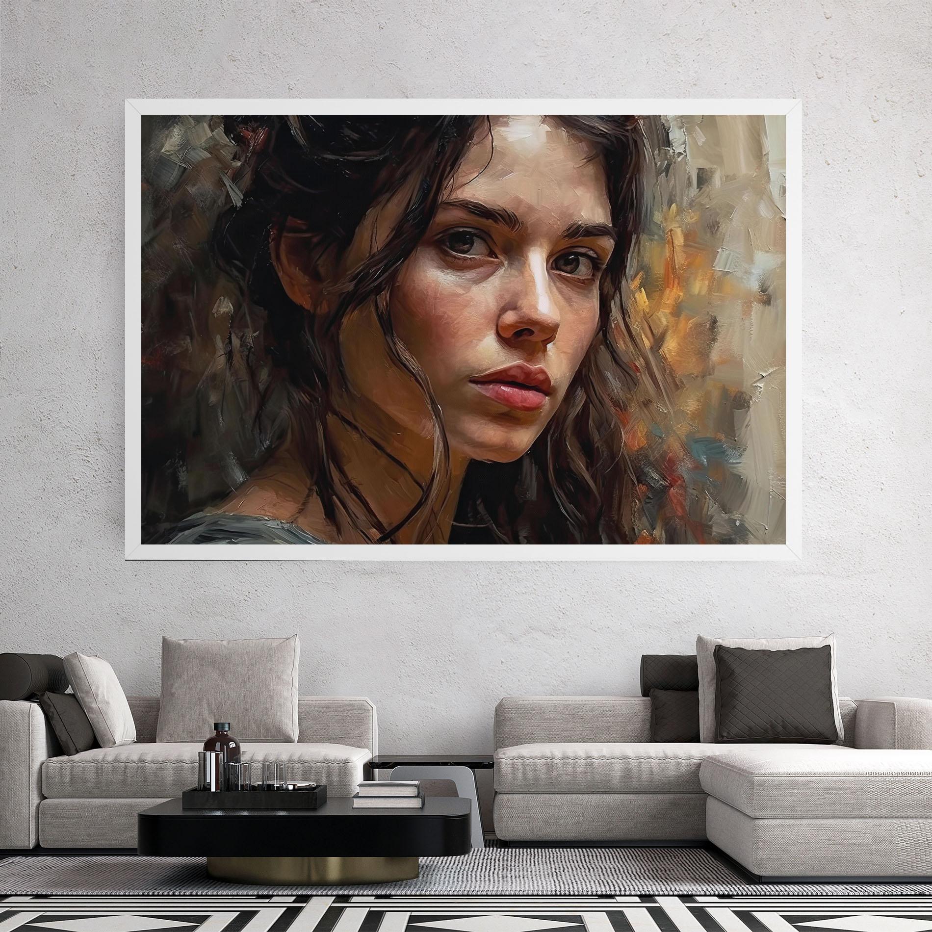 Картина на платно Closeup Impasto Portrait mockup 2