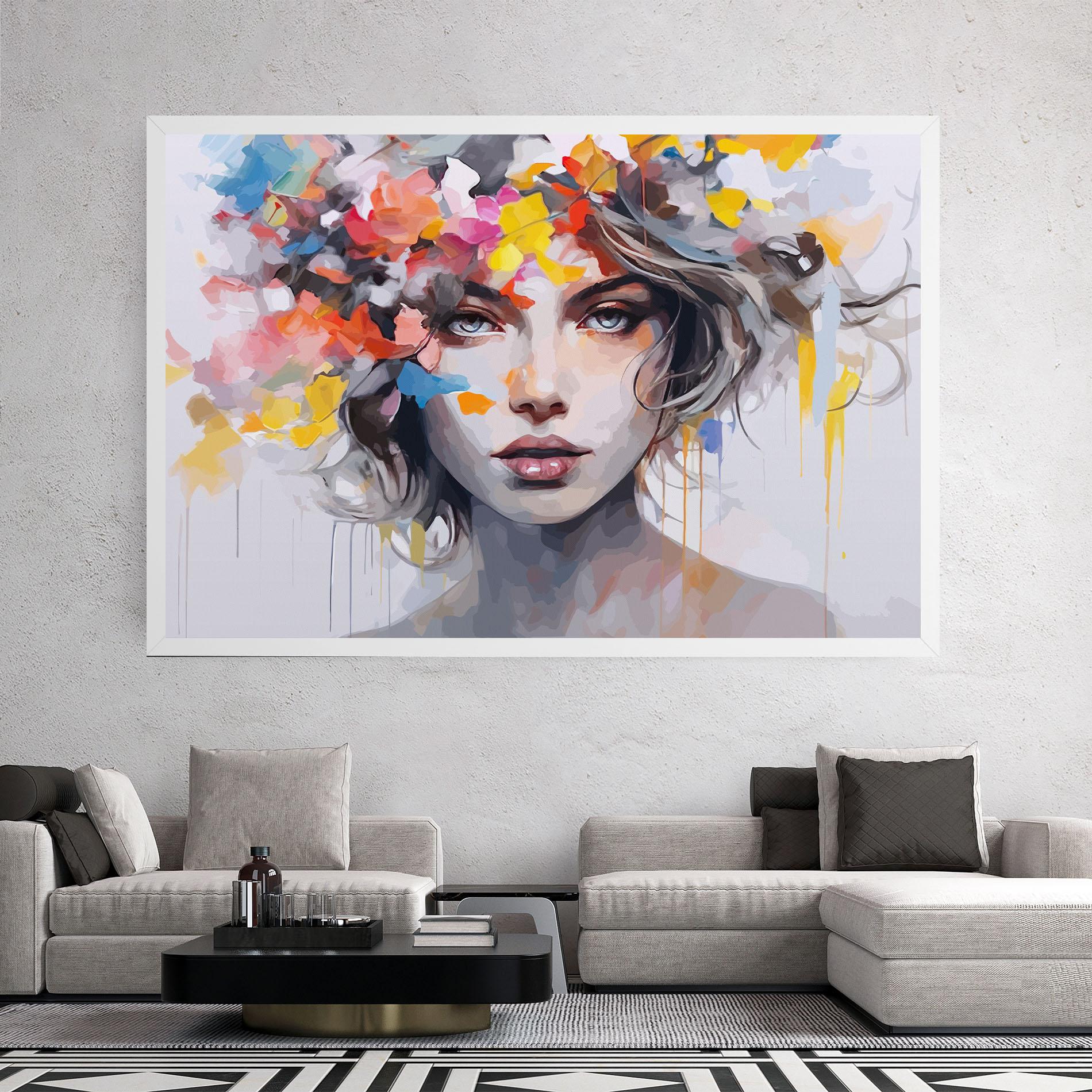 Картина на платно Colorful Hair Portrait mockup 2