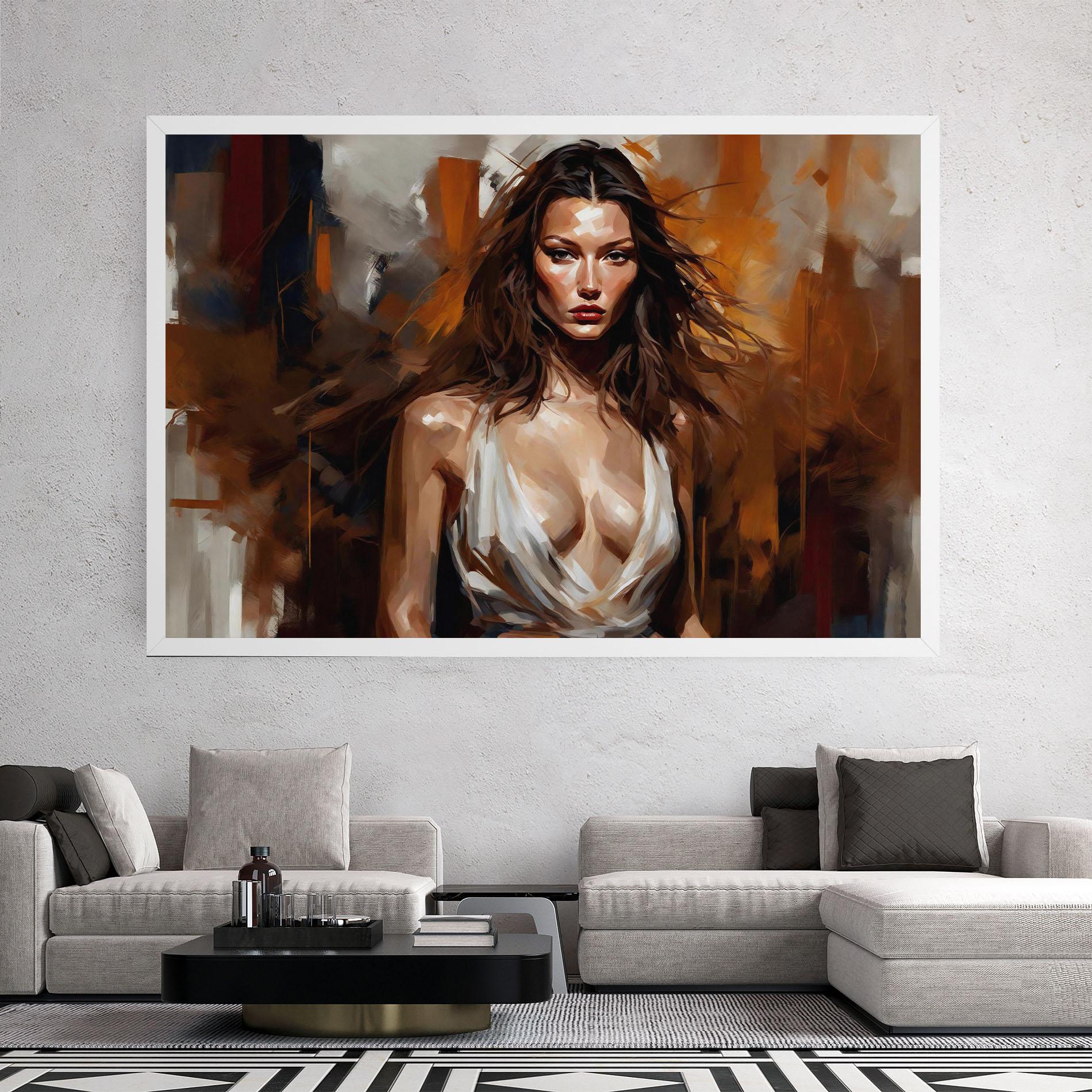 Картина на платно Long Brown Hair Woman mockup 2