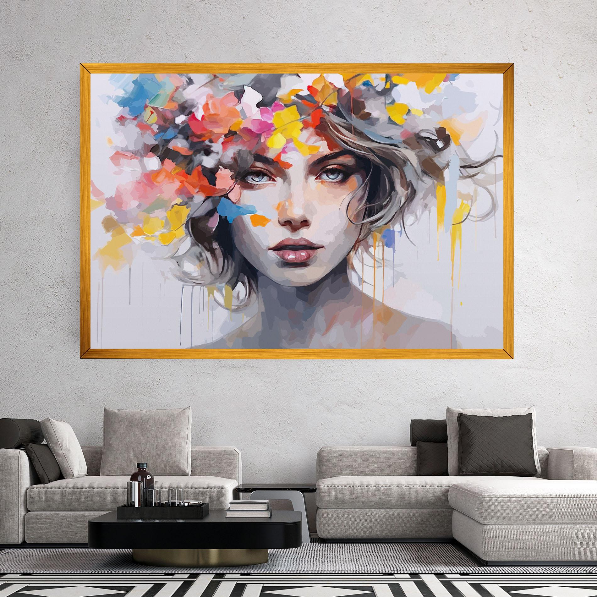 Картина на платно Colorful Hair Portrait mockup 2