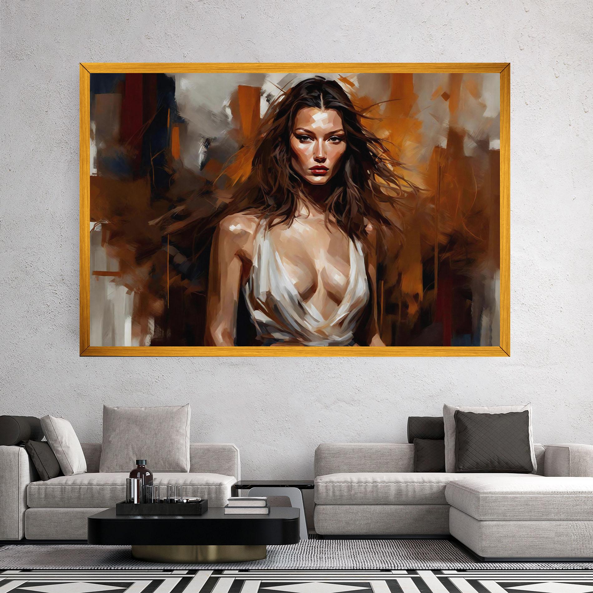 Картина на платно Long Brown Hair Woman mockup 2